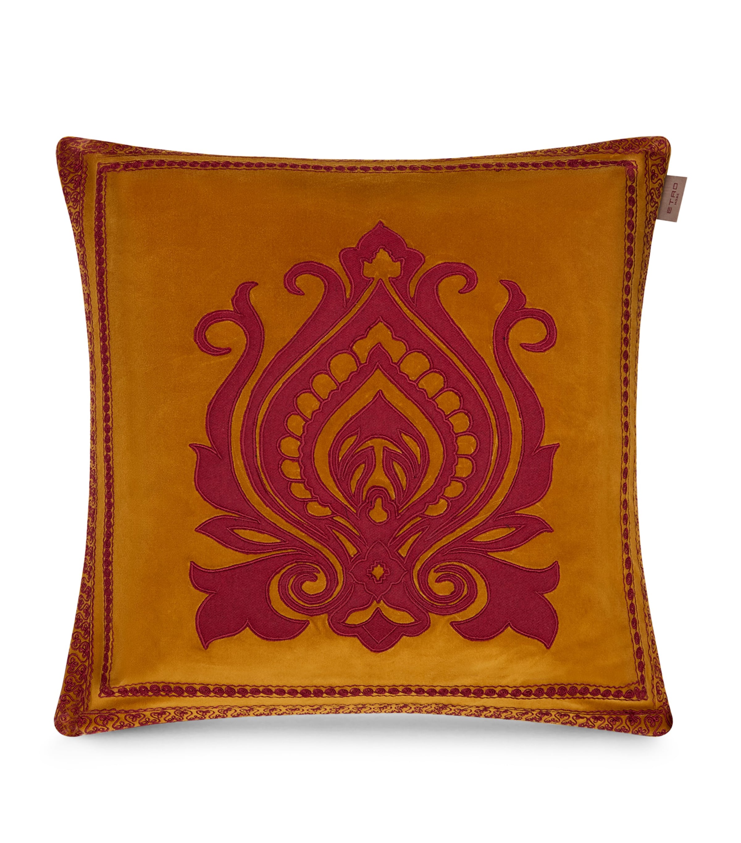Etro Cotton Velvet Embroidered Gombo Cushion In Neutral