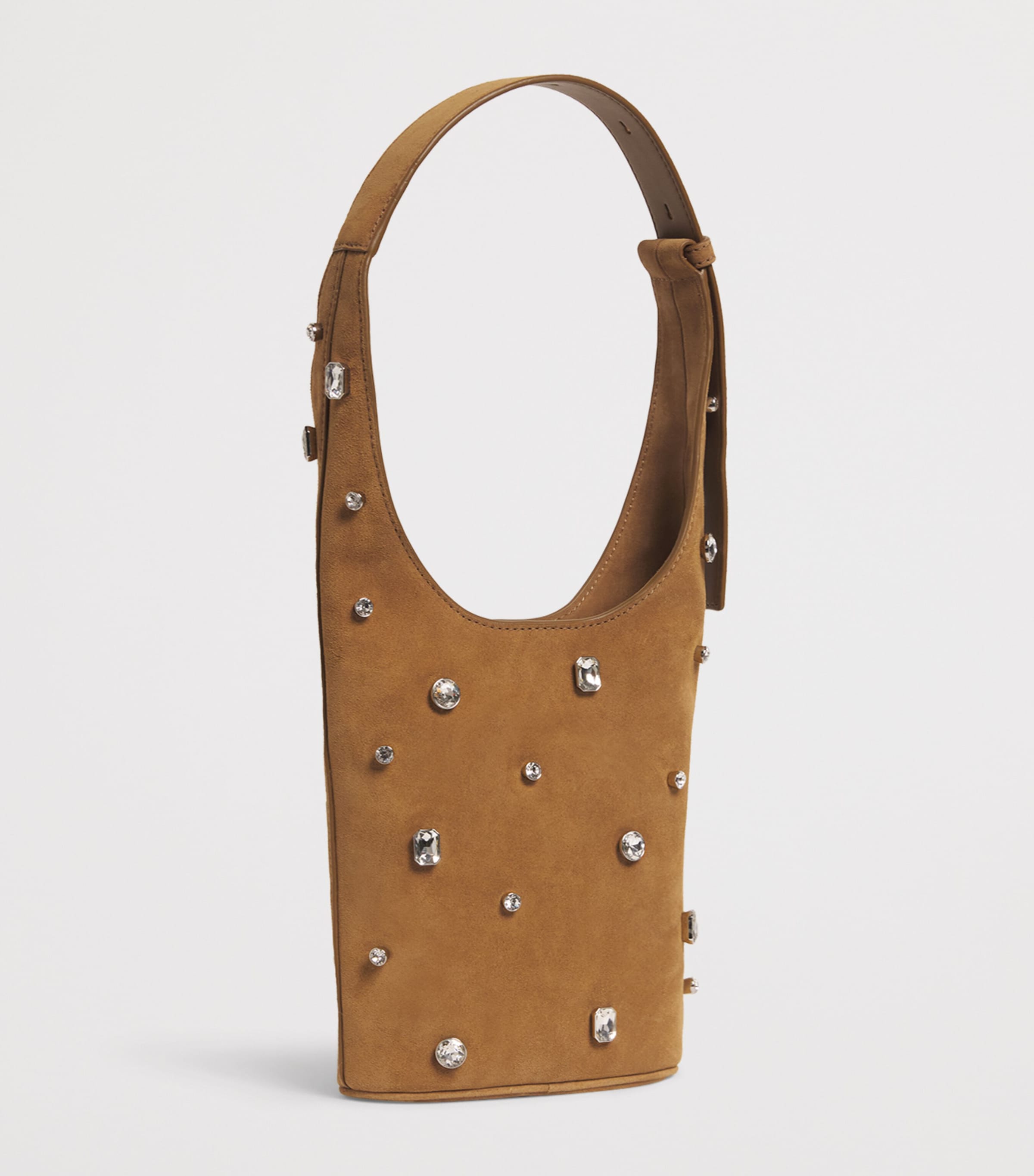 Suede Embellished Loop Shoulder Bag Y0090 ACORN Image 3