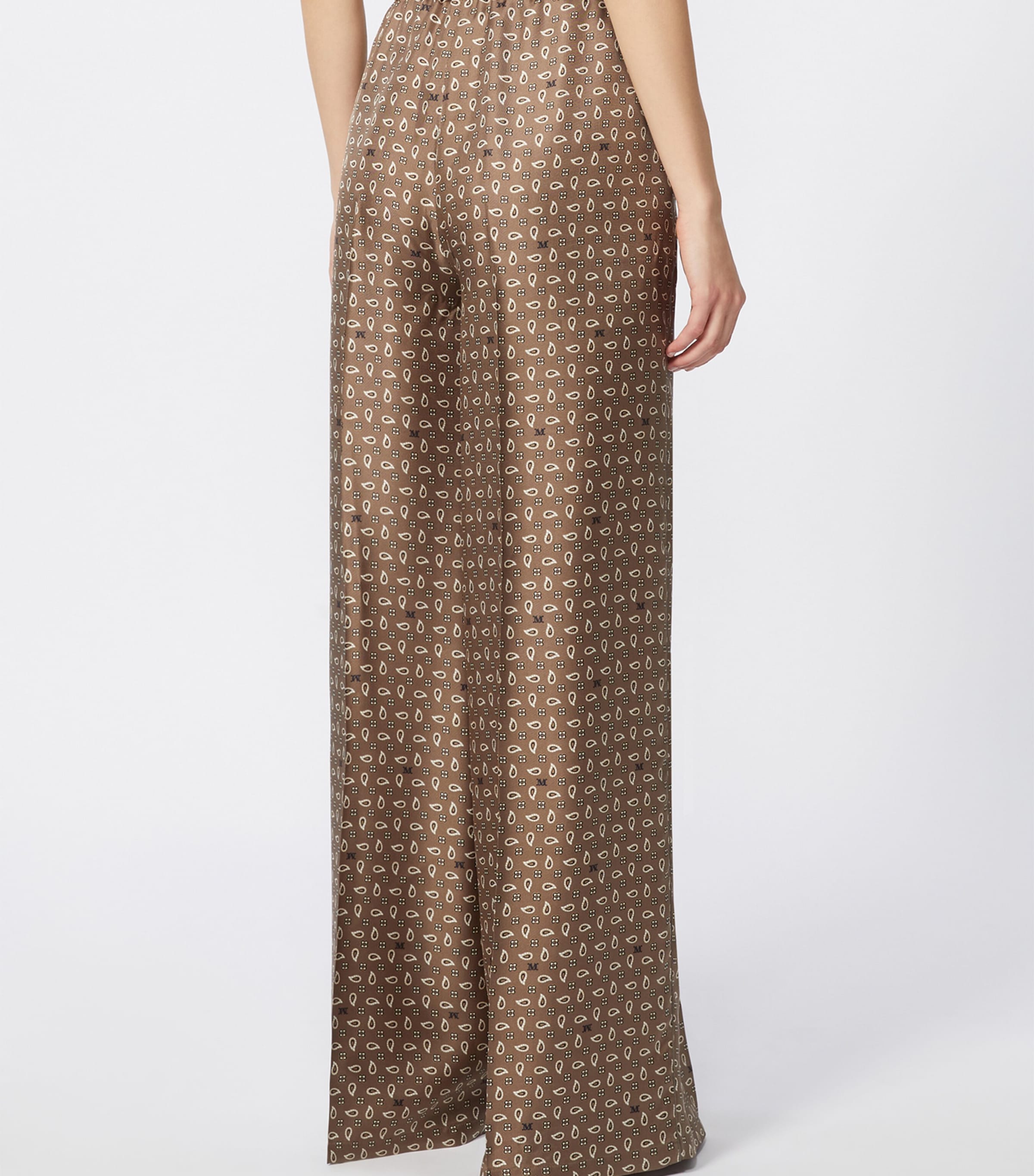 Silk Twill Printed Wide-Leg Trousers MUD Image 4
