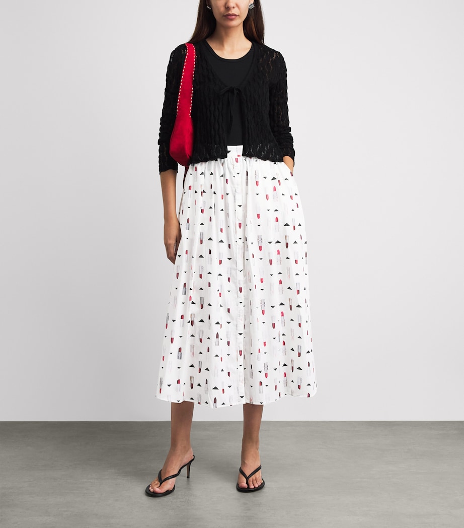 L'Agence Womens Lipstick Seina Pleated Midi Skirt Lipp Ivry Mlti Lpstk Image 2