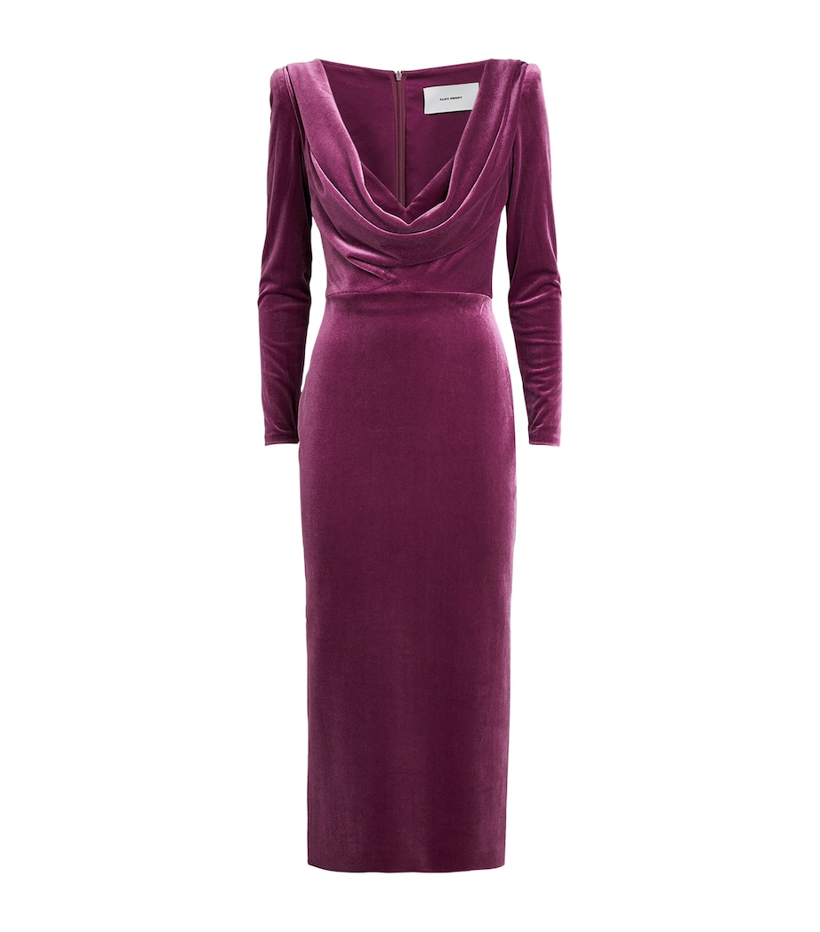Alex Perry Womens Velvet Draped Midi Dress Plum Image 1