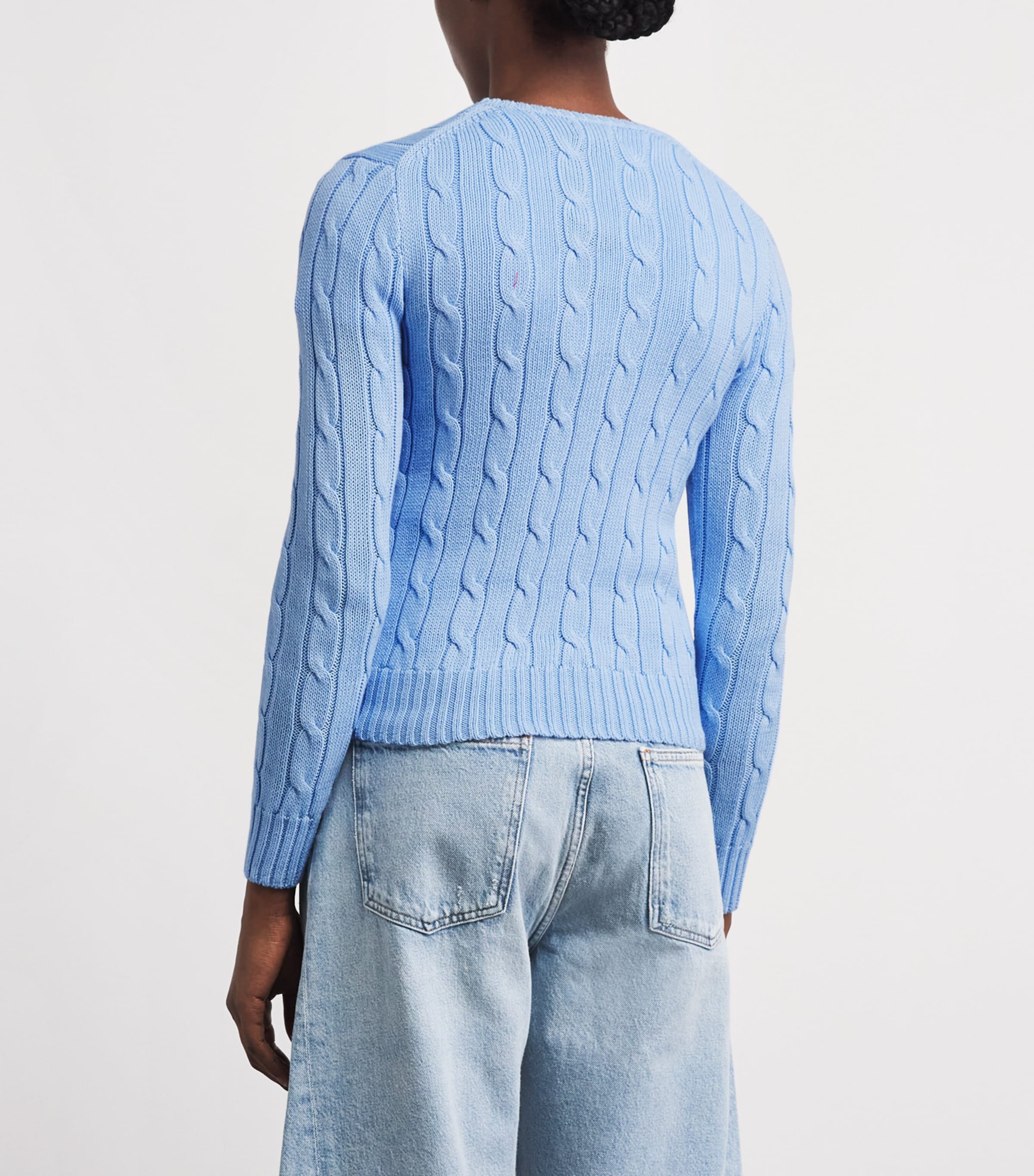Polo Ralph Lauren Womens Cotton Cable-Knit Sweater Baby Blue Image 5