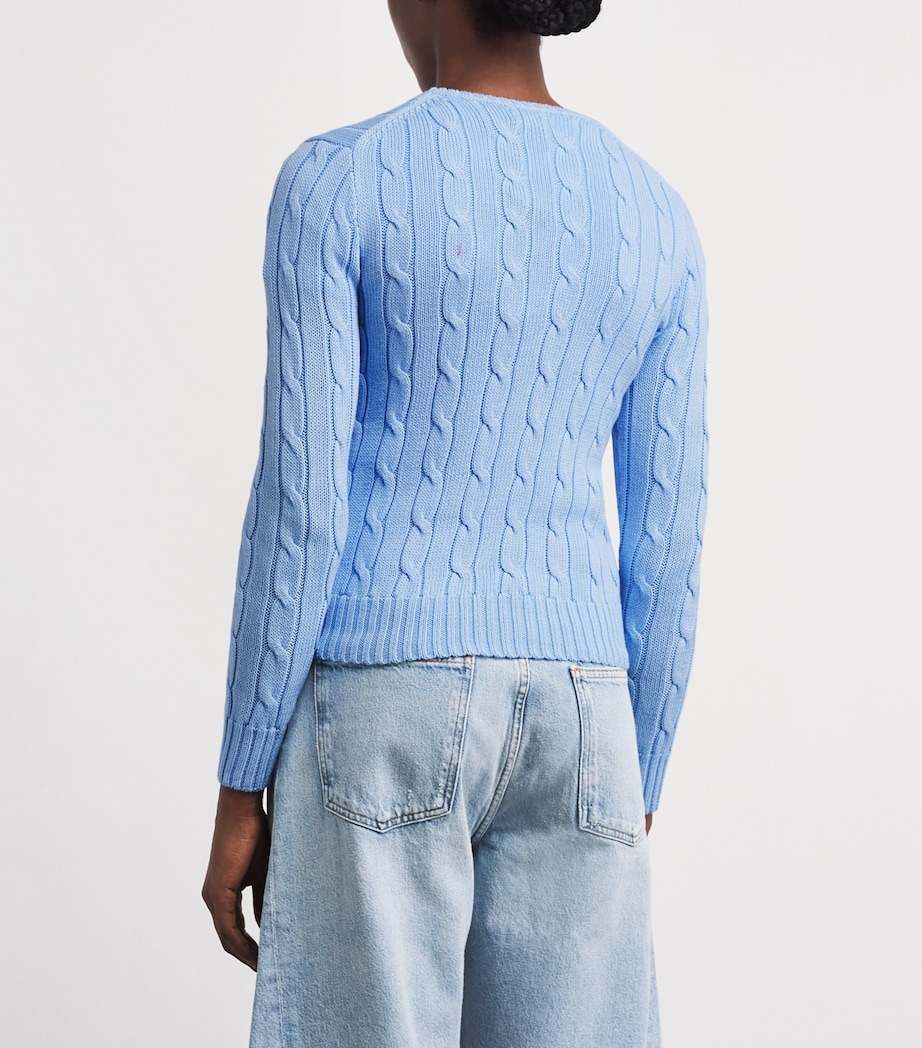 Polo Ralph Lauren Womens Cotton Cable-Knit Sweater Baby Blue Image 5