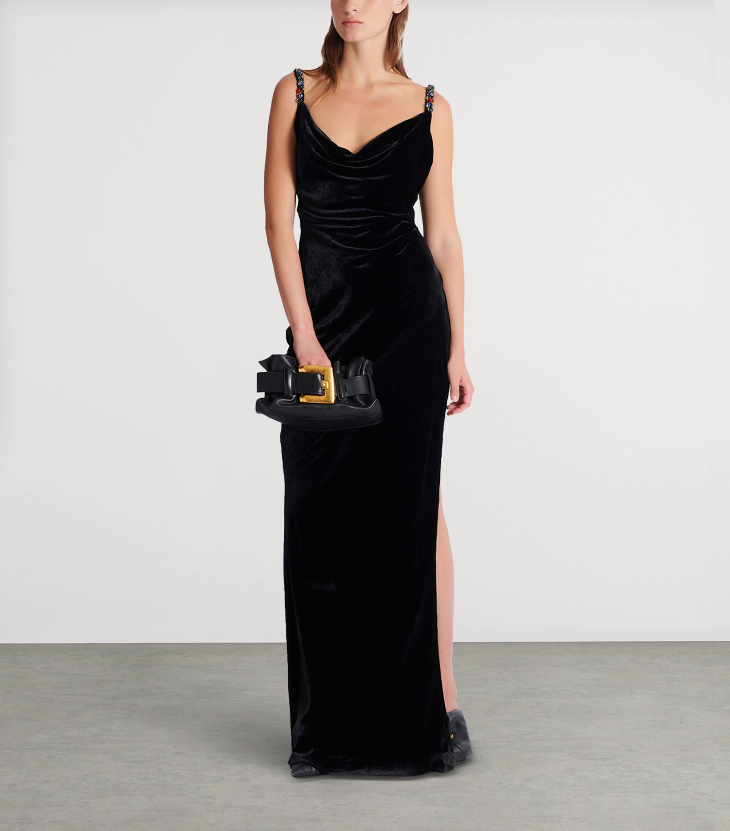 Velvet Embellished Gown EAH NOIR/MULTICO Image 3