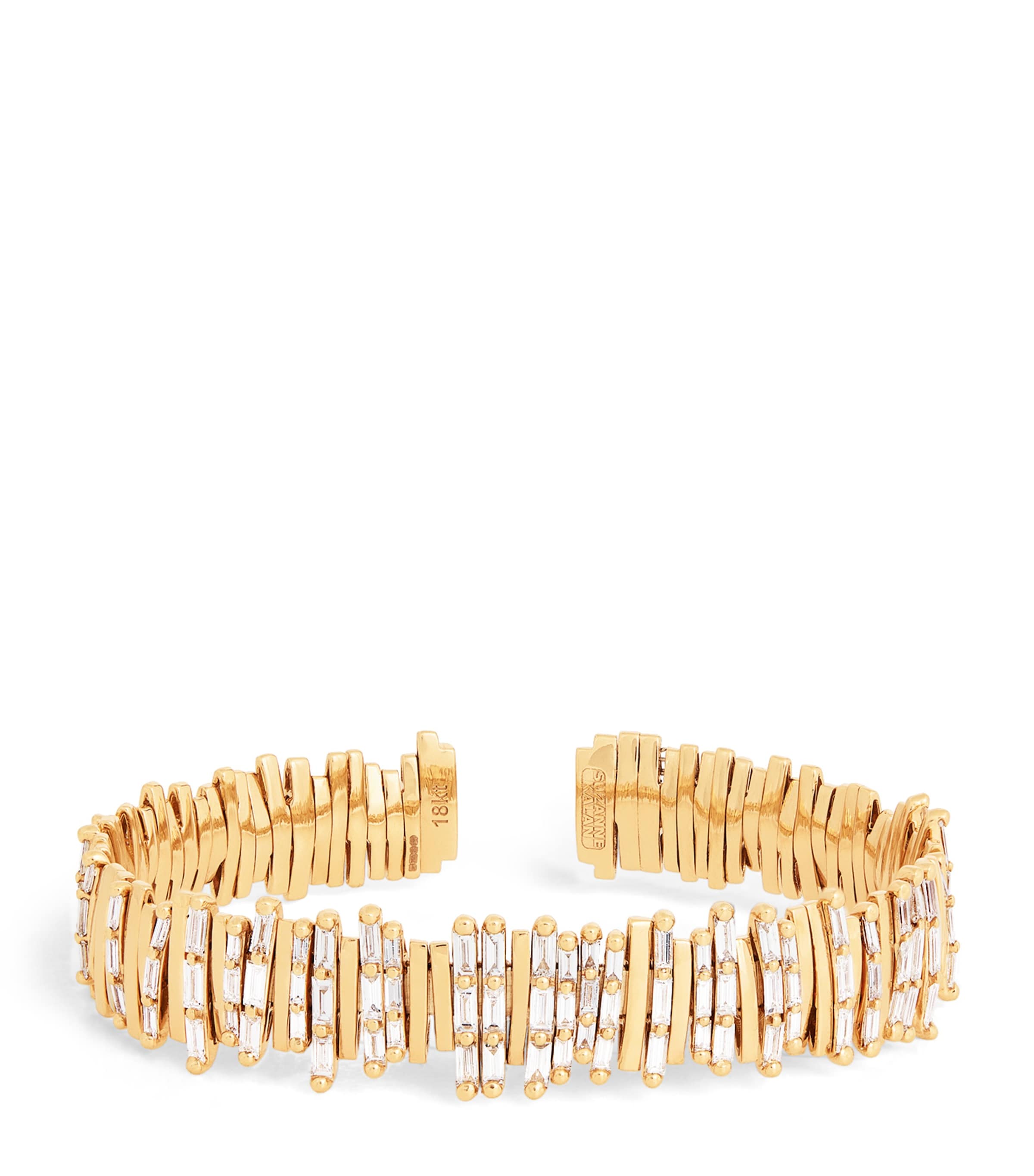 Suzanne Kalan Rose Gold and Diamond Classic Half Baguette Milli Bangle Rg/wd Image 1
