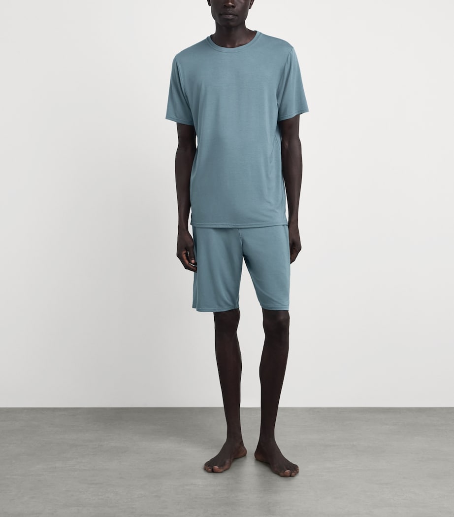 Homebody Mens Stretch-Modal Lounge T-Shirt Teal Mist Image 2