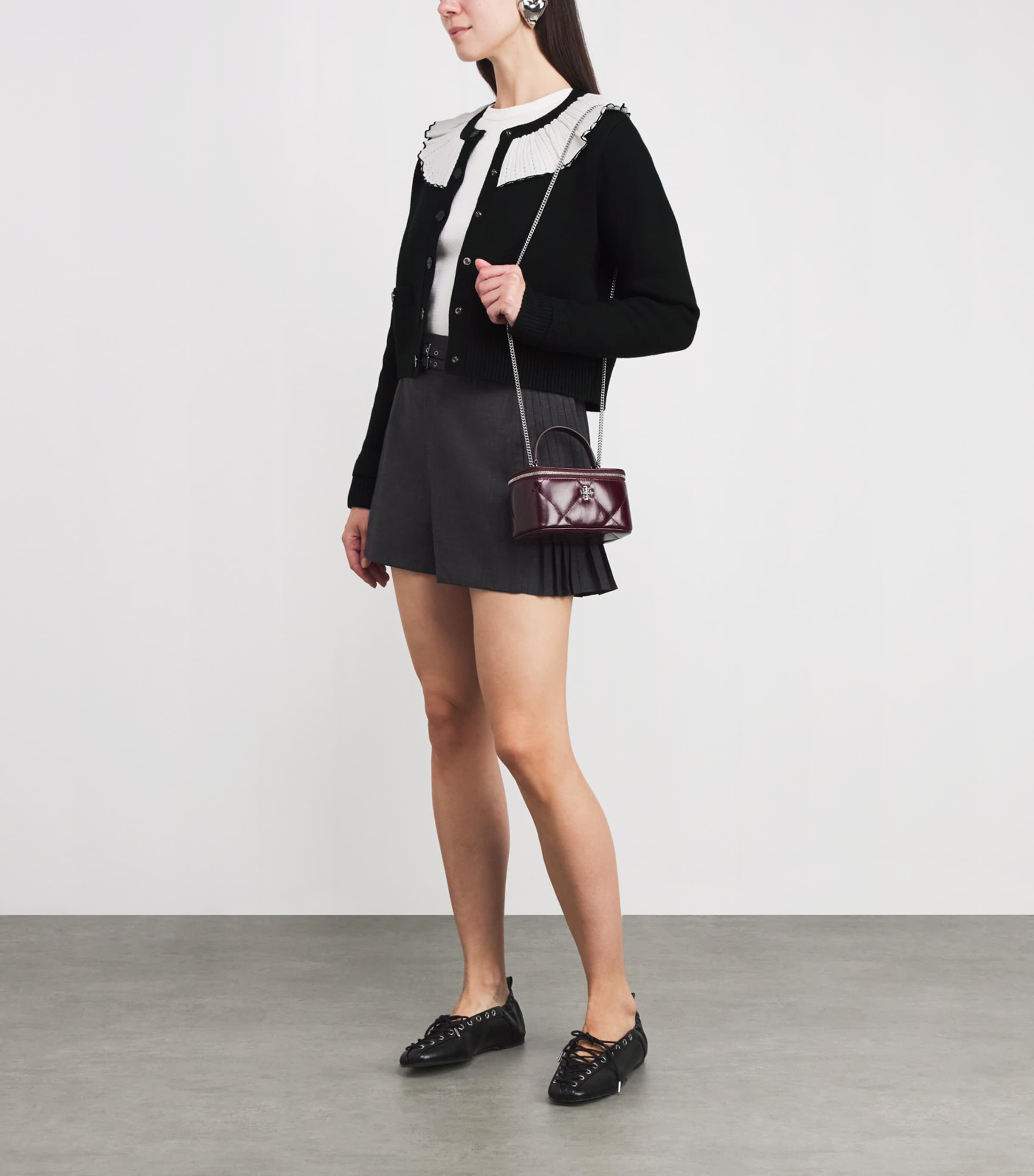 Frill-Detail Cardigan BLACK Image 2