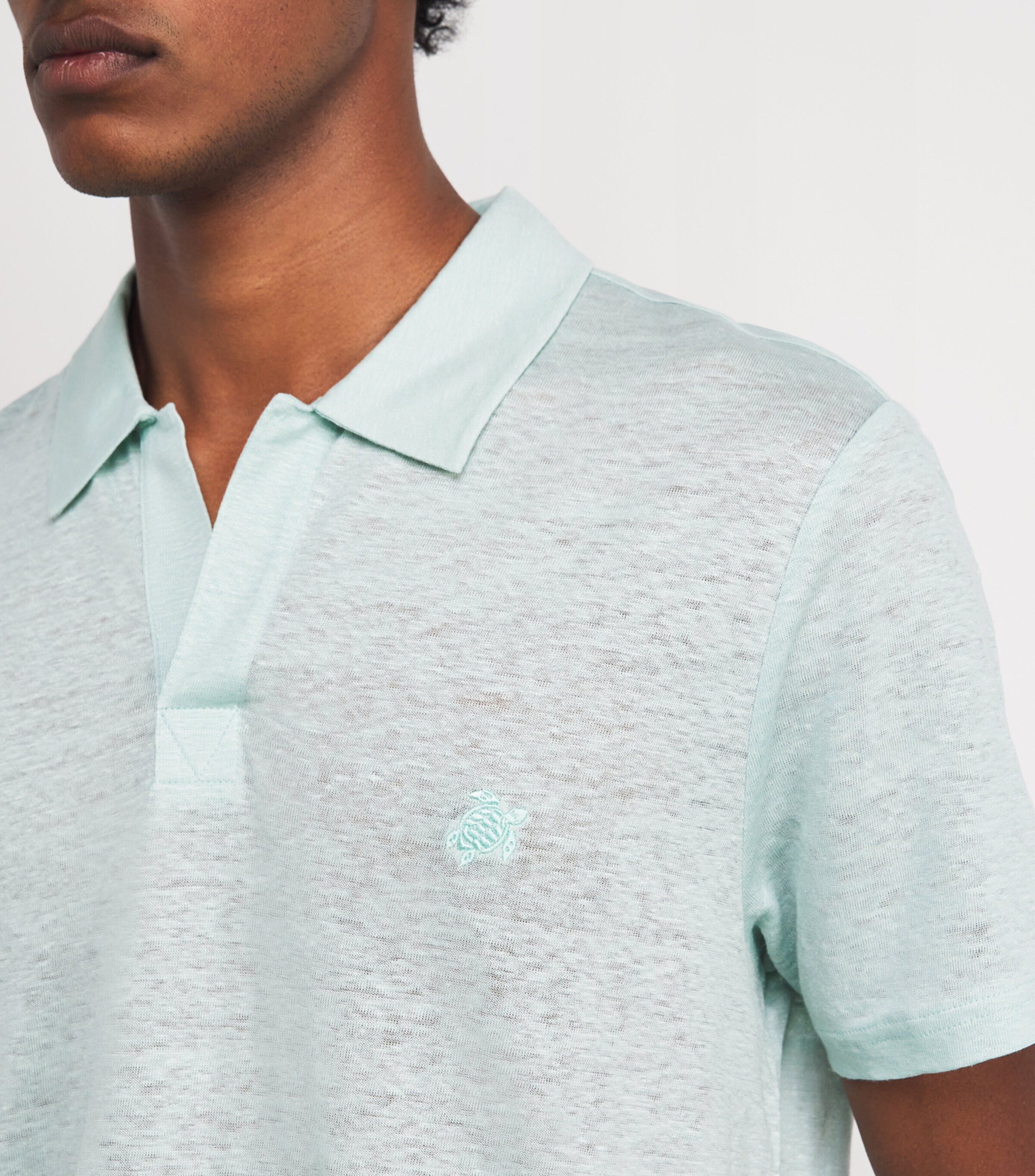 Linen Pyramid Polo Shirt 315-PACIFIC Image 6