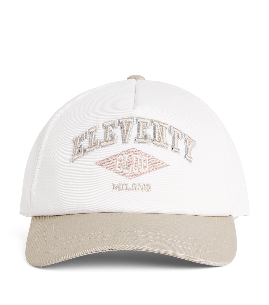 Eleventy Embroidered Logo Baseball Cap Bianco E Beige Image 1