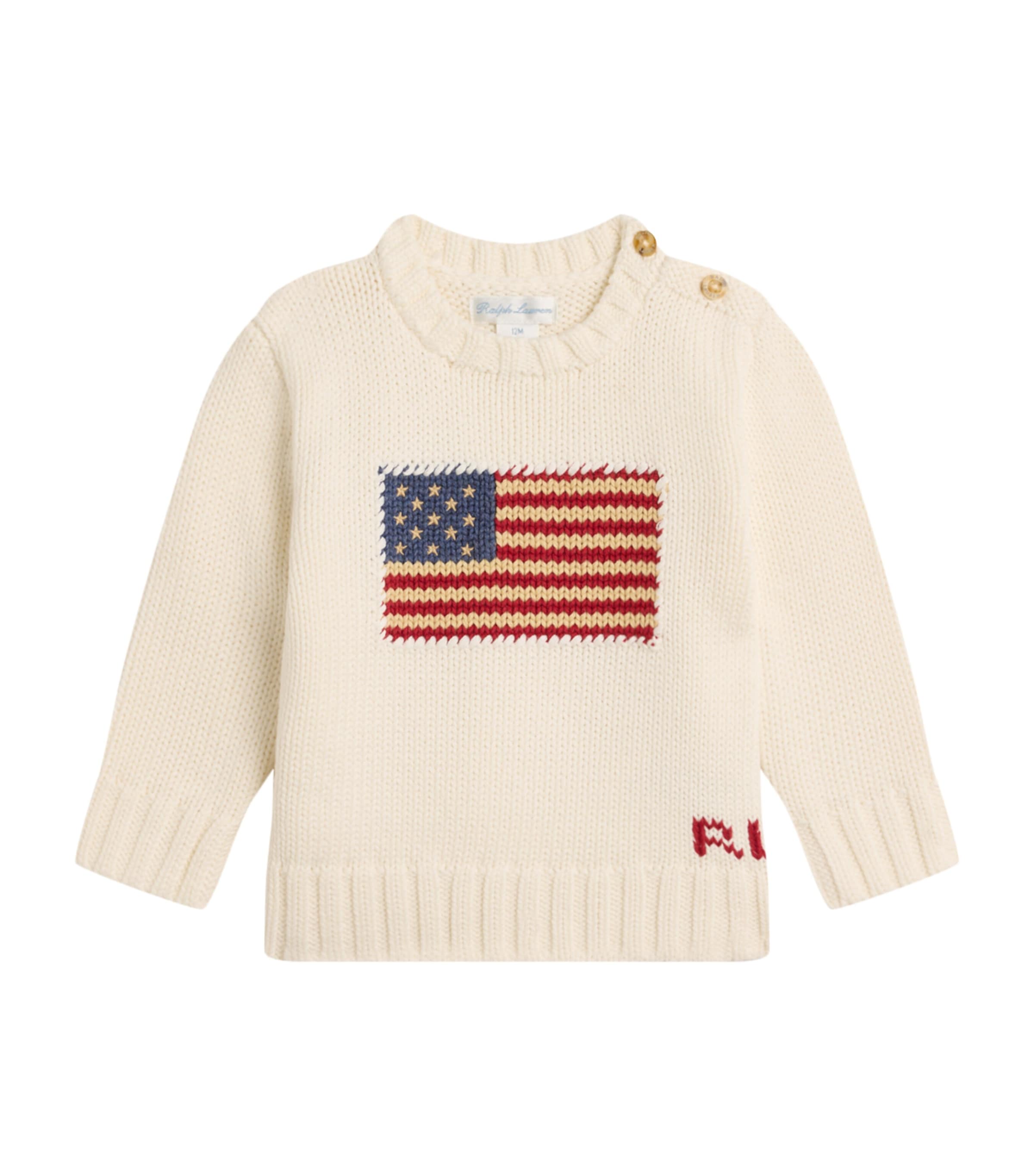 Ralph Lauren American Flag Sweater In White