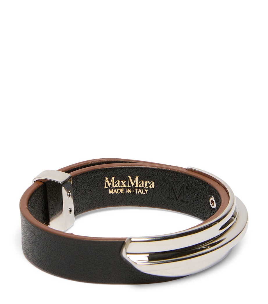 Max Mara Leather-Metal Cuff Bracelet Black Image 1