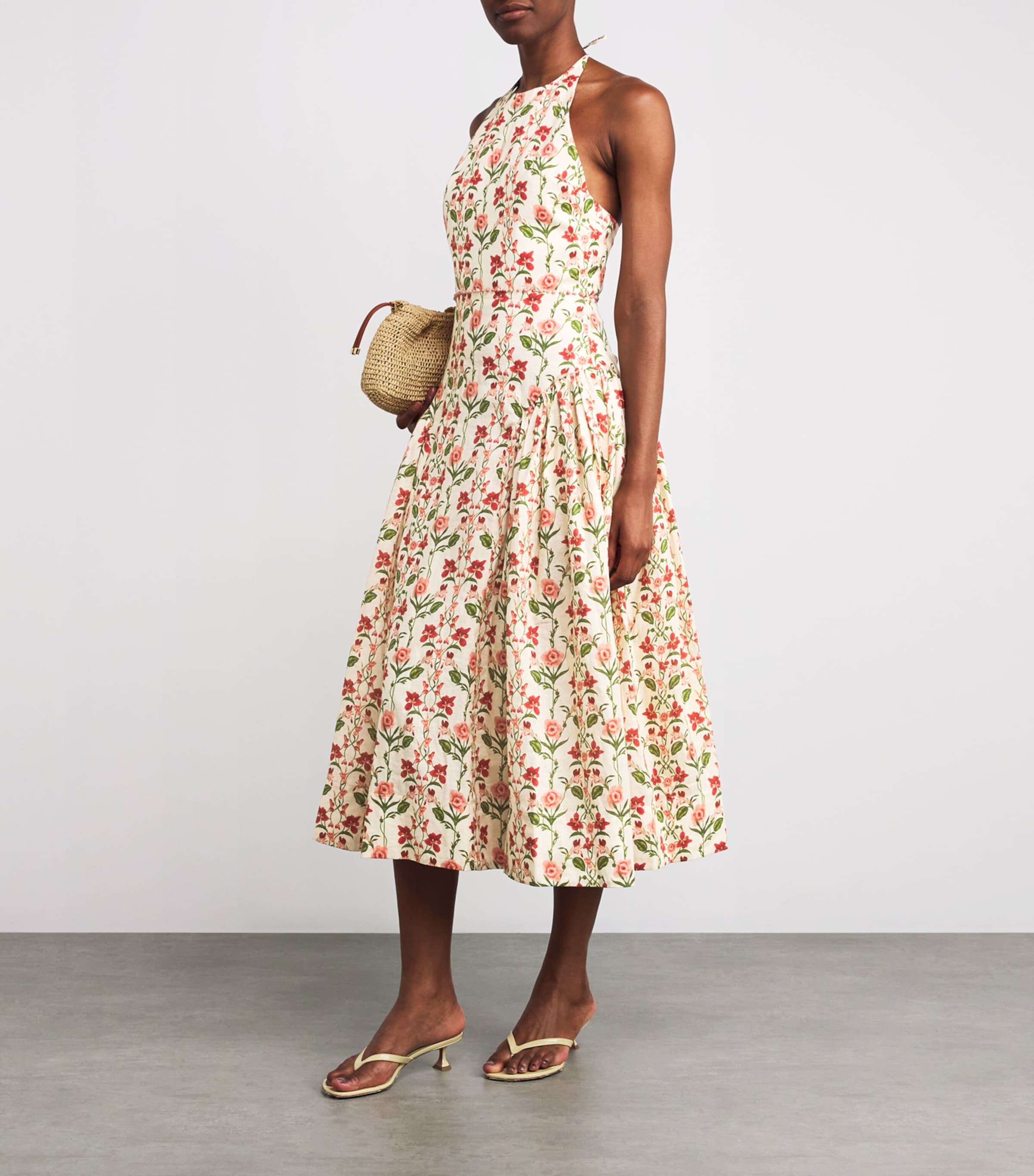 Cotton Floral Halterneck Midi Dress CANNA Image 2