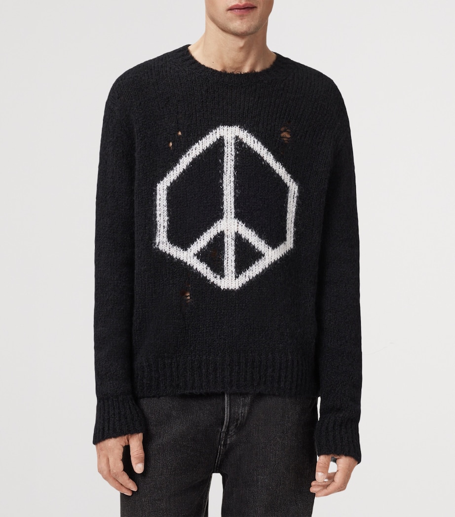 Distressed Message Sweater BLACK Image 5