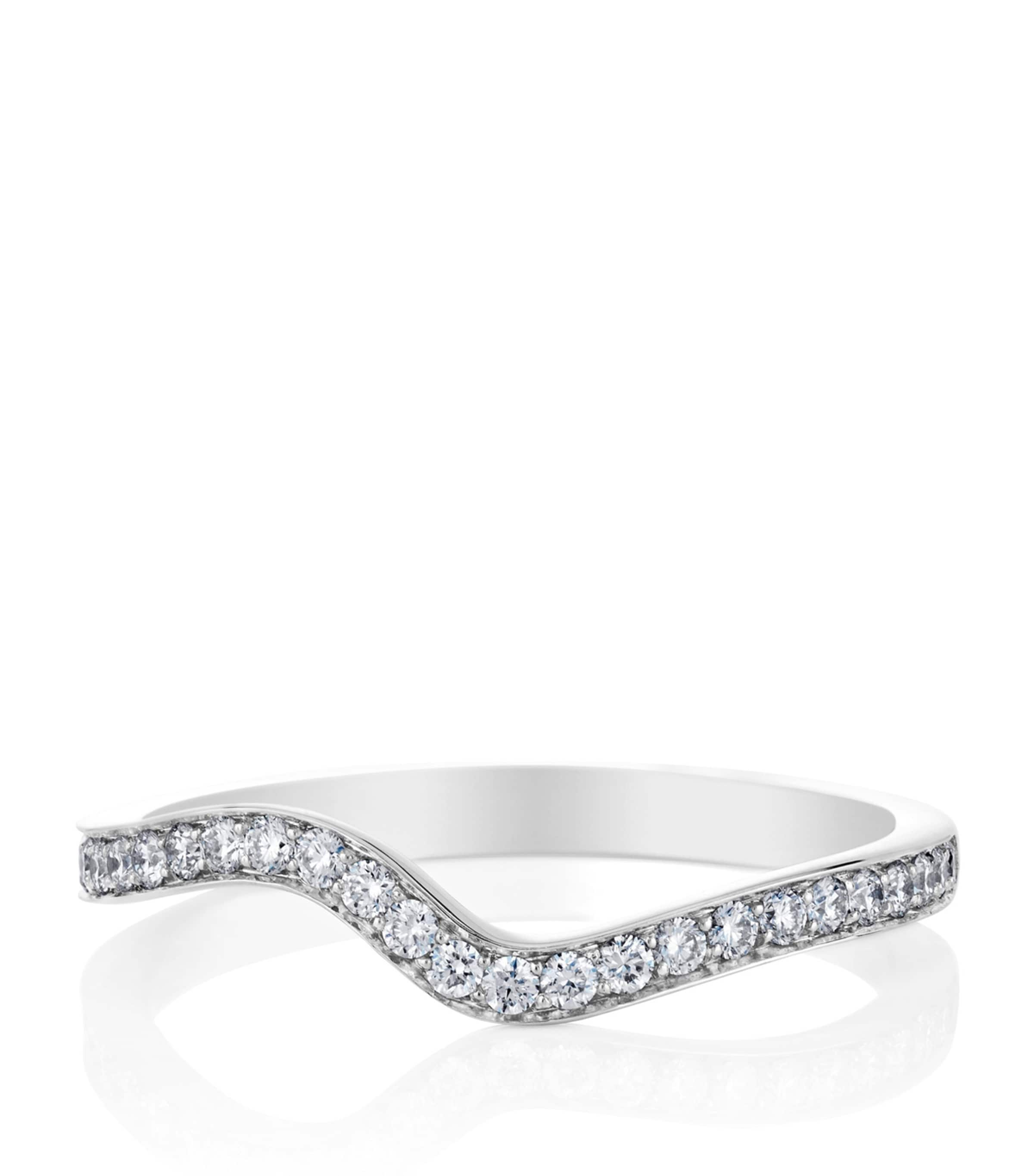 De Beers Platinum And Diamond Caress Wedding Band In Silver