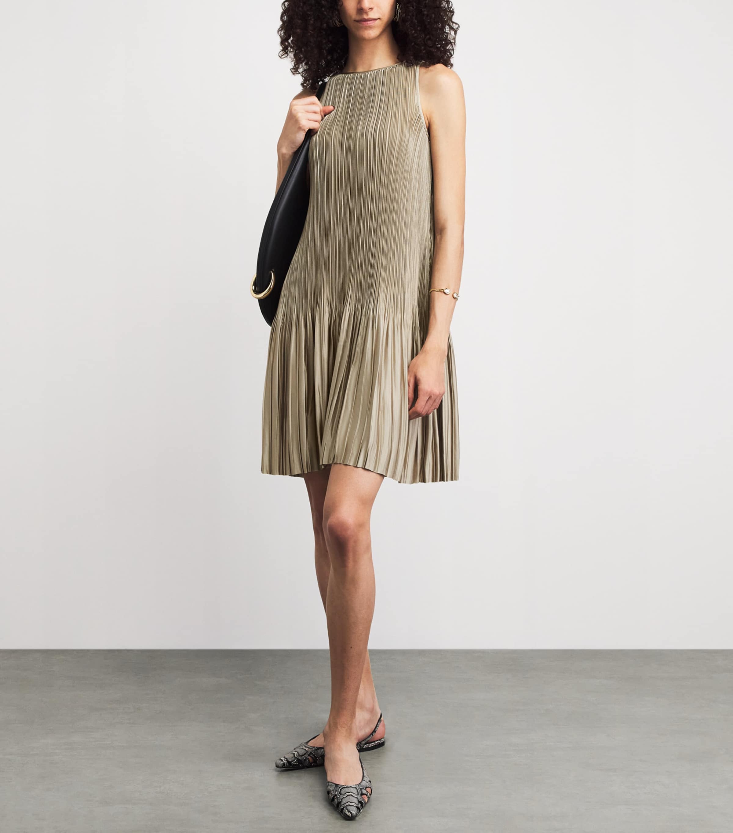 Joseph Womens Satin Pleated Rida Midi Dress Powder Image 2