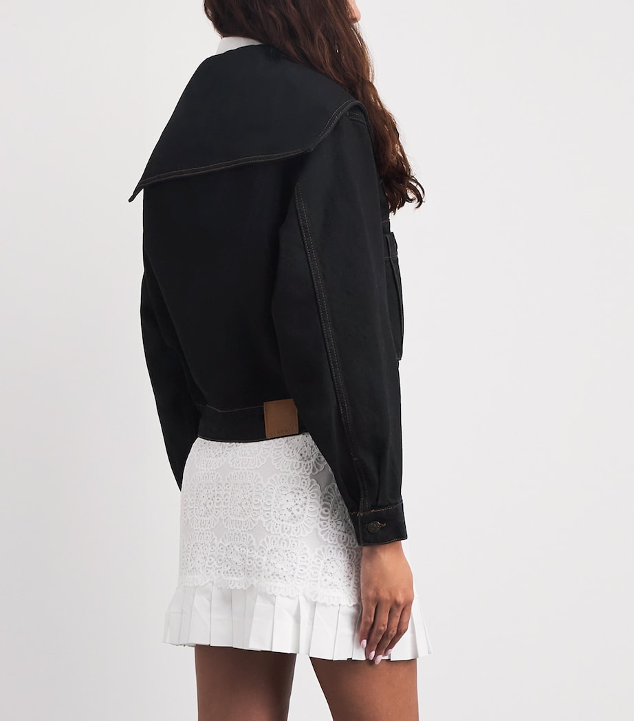 Claudie Pierlot Womens Contrast-Stitch Denim Jacket Black Image 5