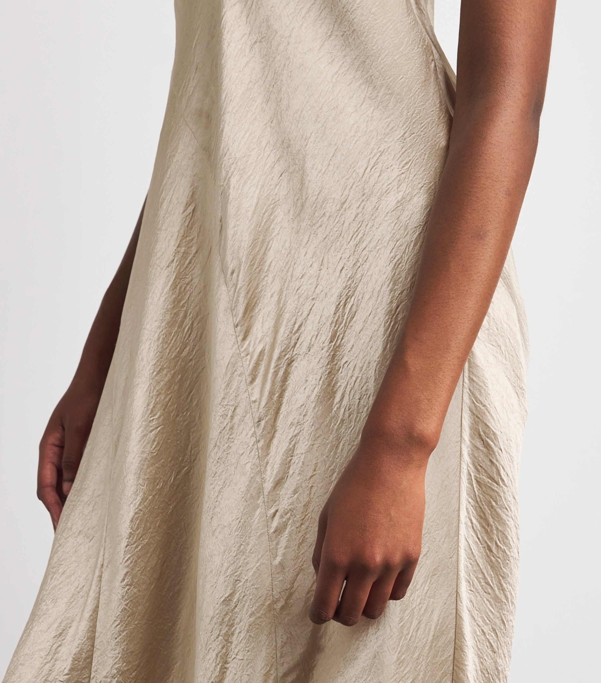 Lauren Manoogian Womens Satin Luster Maxi Dress Champagne Image 5