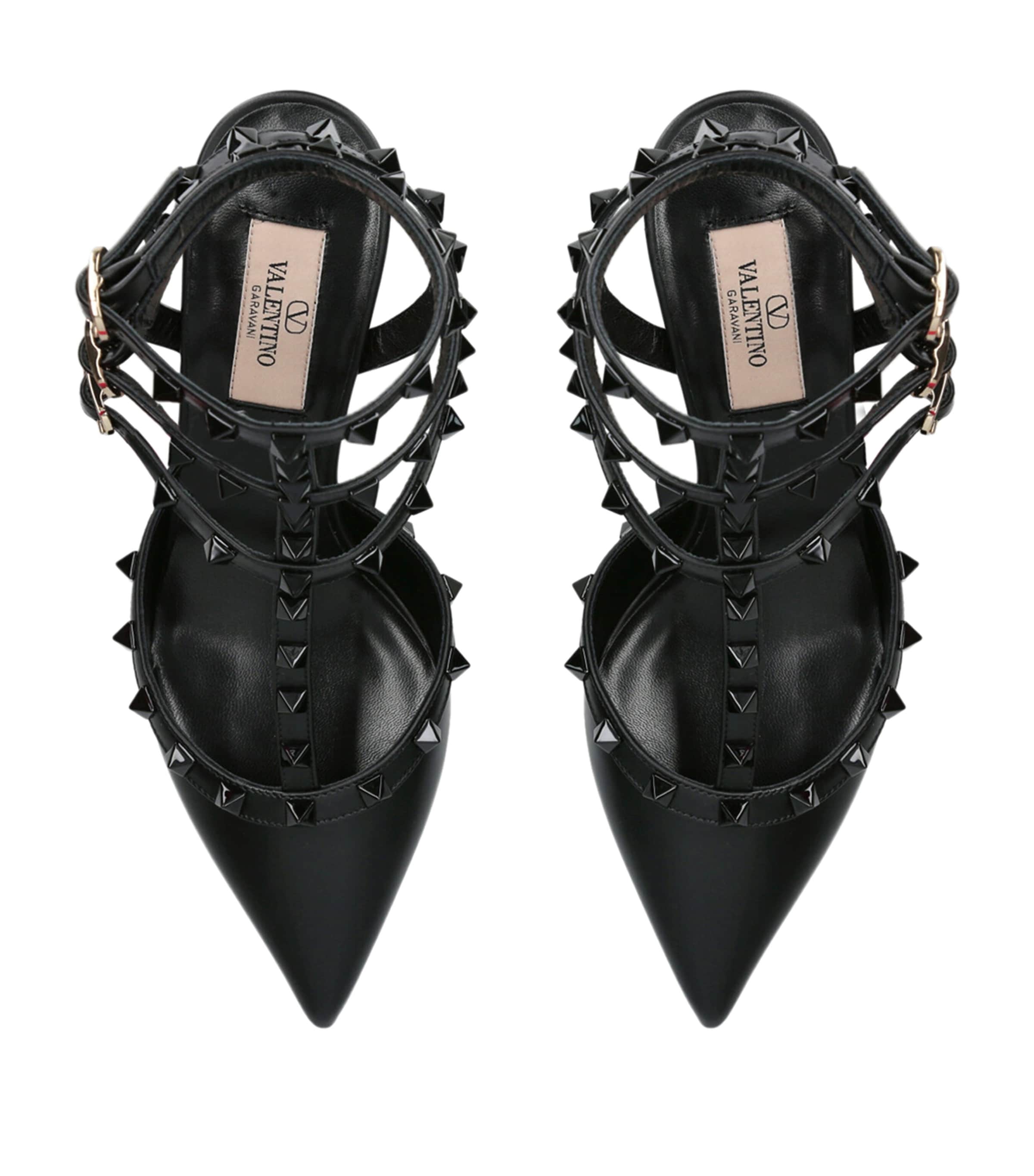 【関税&送料込】Valentino Garavani Rockstud Patent Leather S Pre-Owned Valentino Garavani Black Patent Leather Rockstud