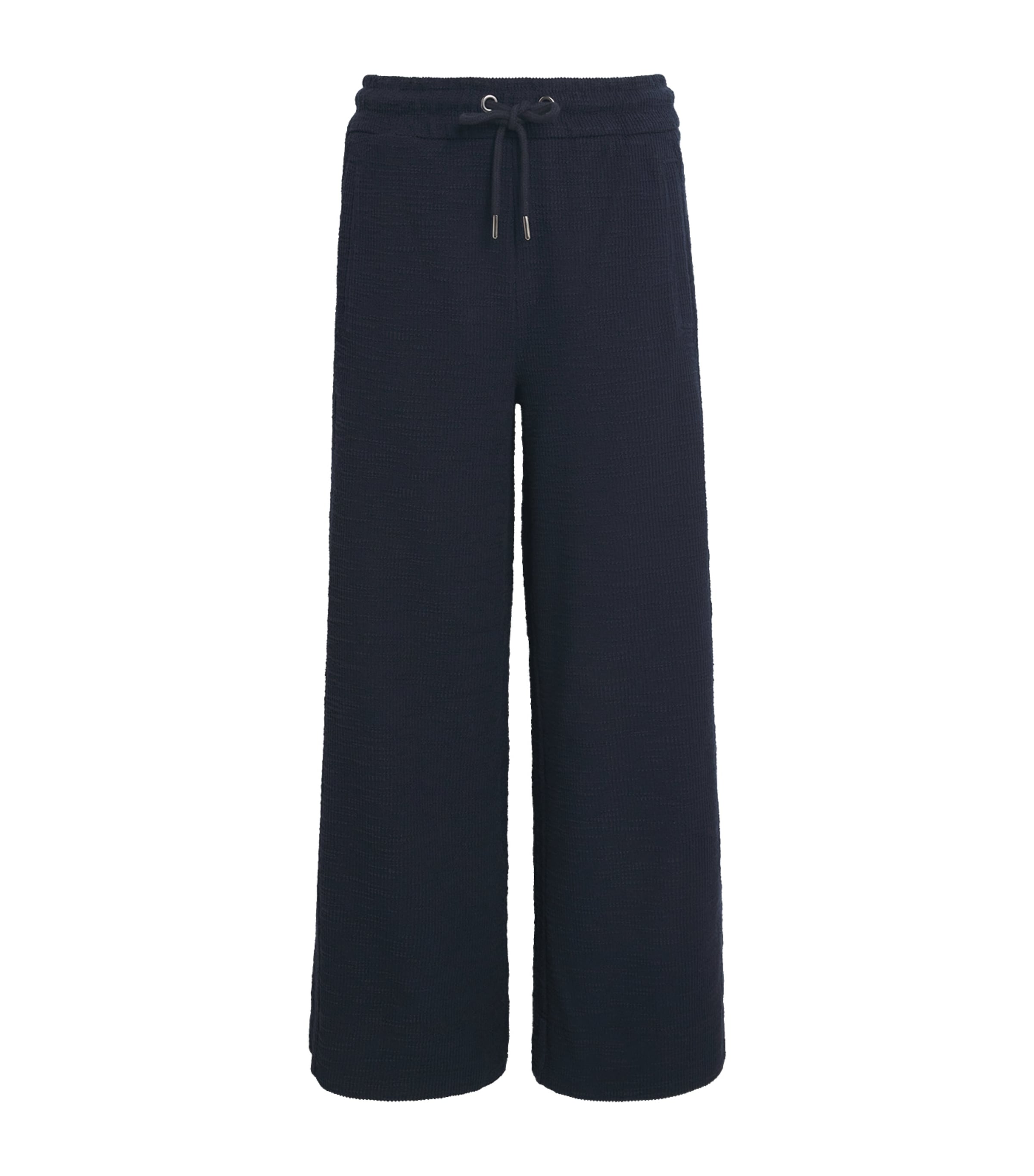 Shop Me+em Textured Jersey Cropped Trousers In Navy