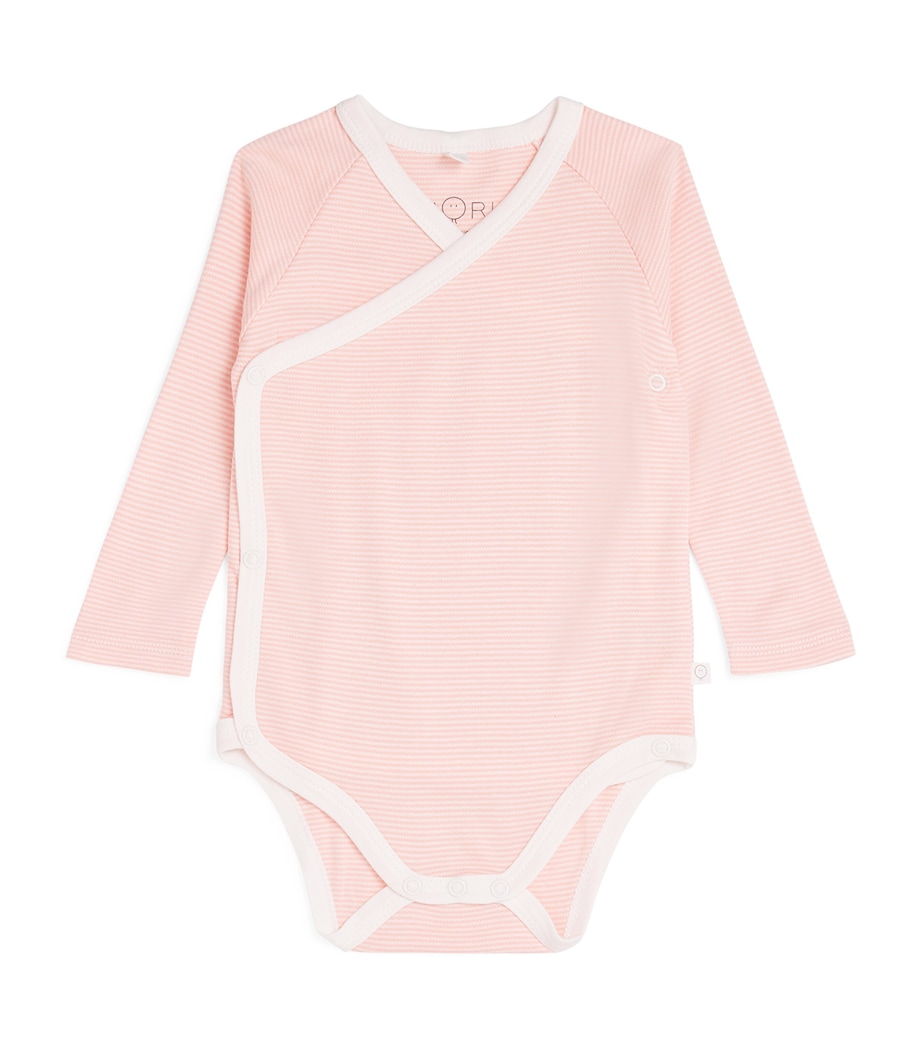 Bamboo-Blend Kimono Bodysuit (9-12 Months) BLUSH STRIPE Image 1