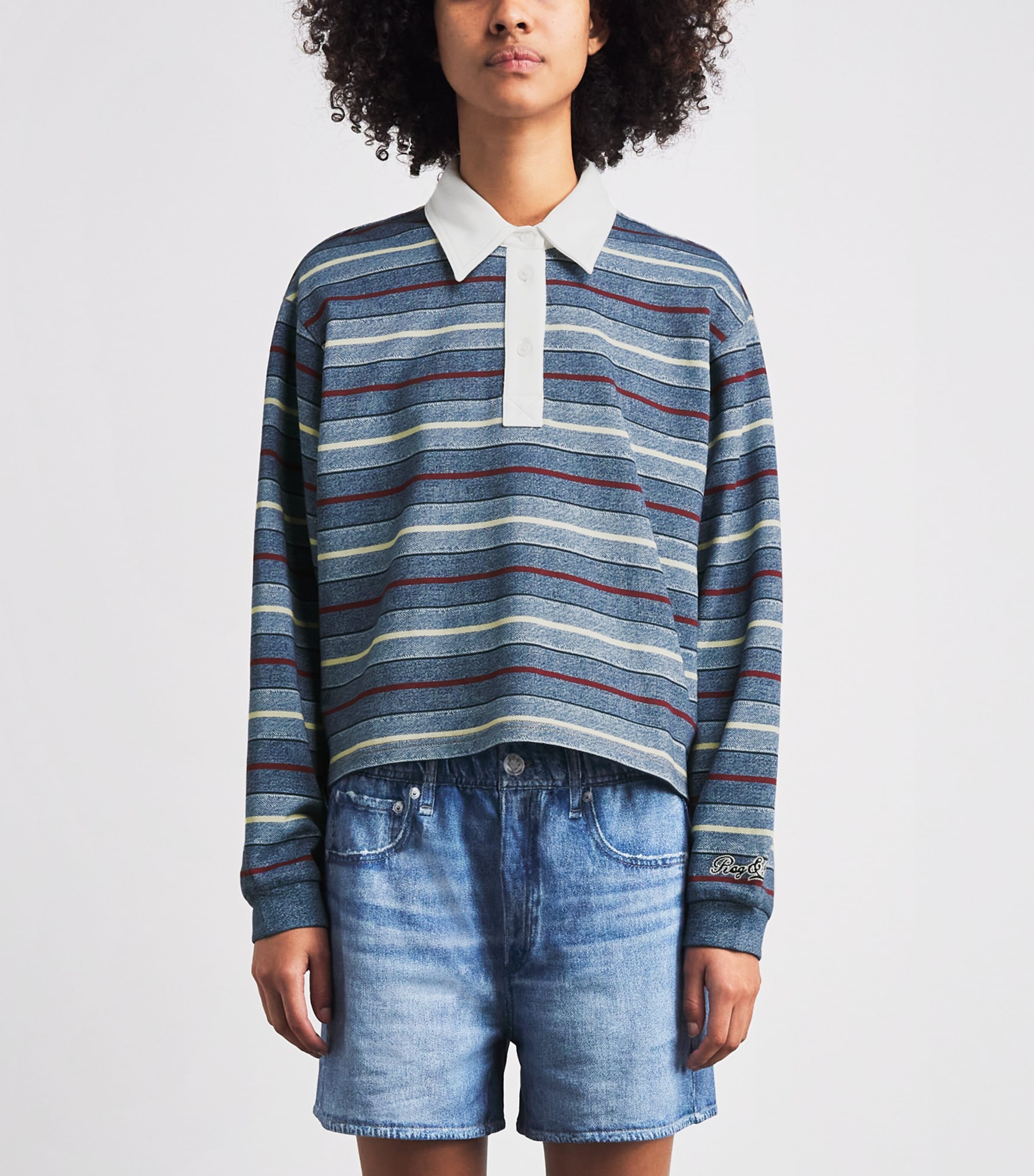Rag & Bone Blue Cotton Stripe Miramar Rugby Polo Shirt | Harrods AU