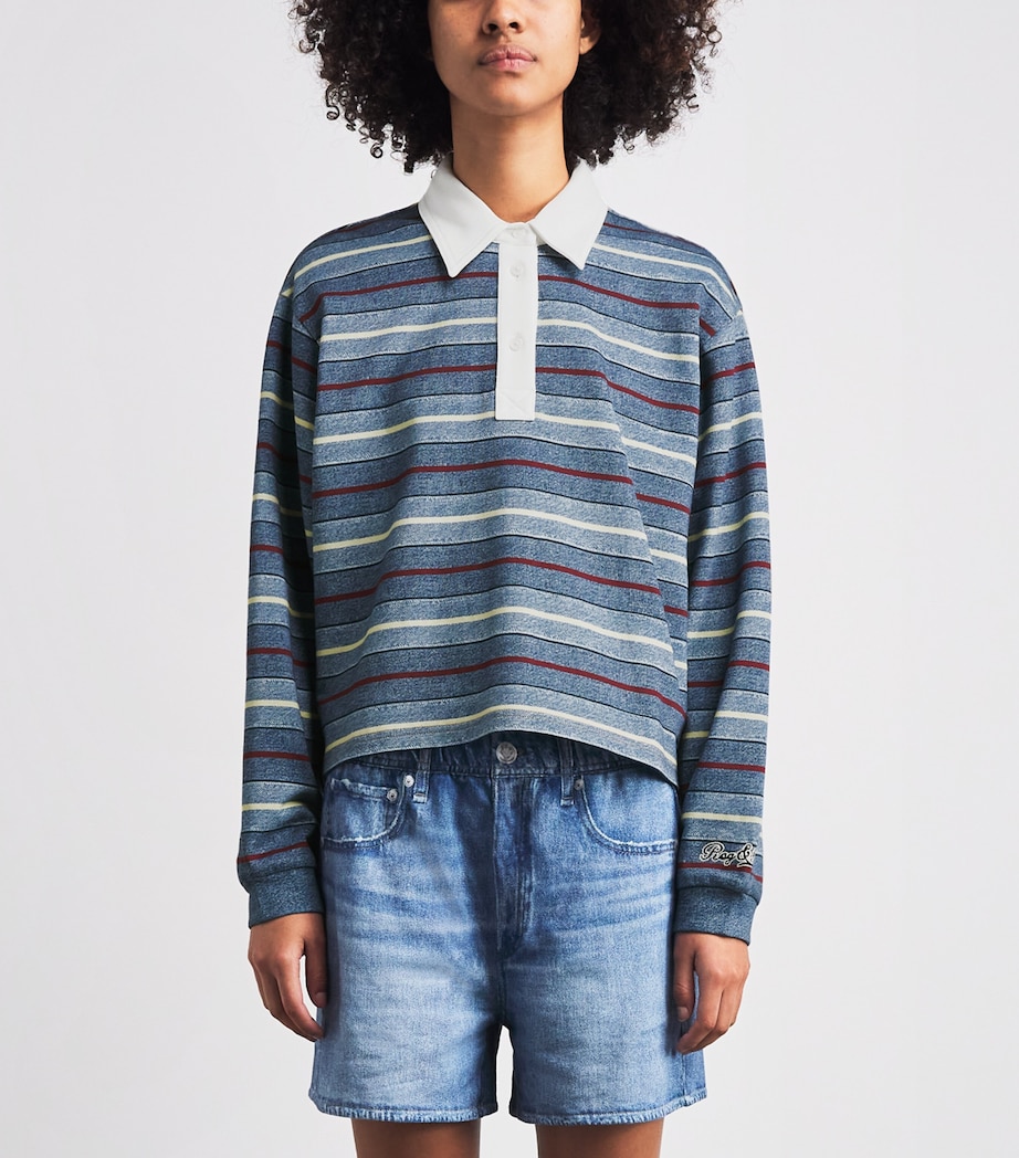 Rag & Bone Blue Cotton Stripe Miramar Rugby Polo Shirt | Harrods AU