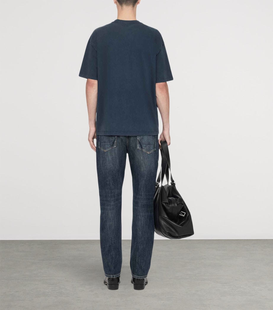 AllSaints Mens Organic Cotton Maddox T-Shirt Navy Blue Image 5