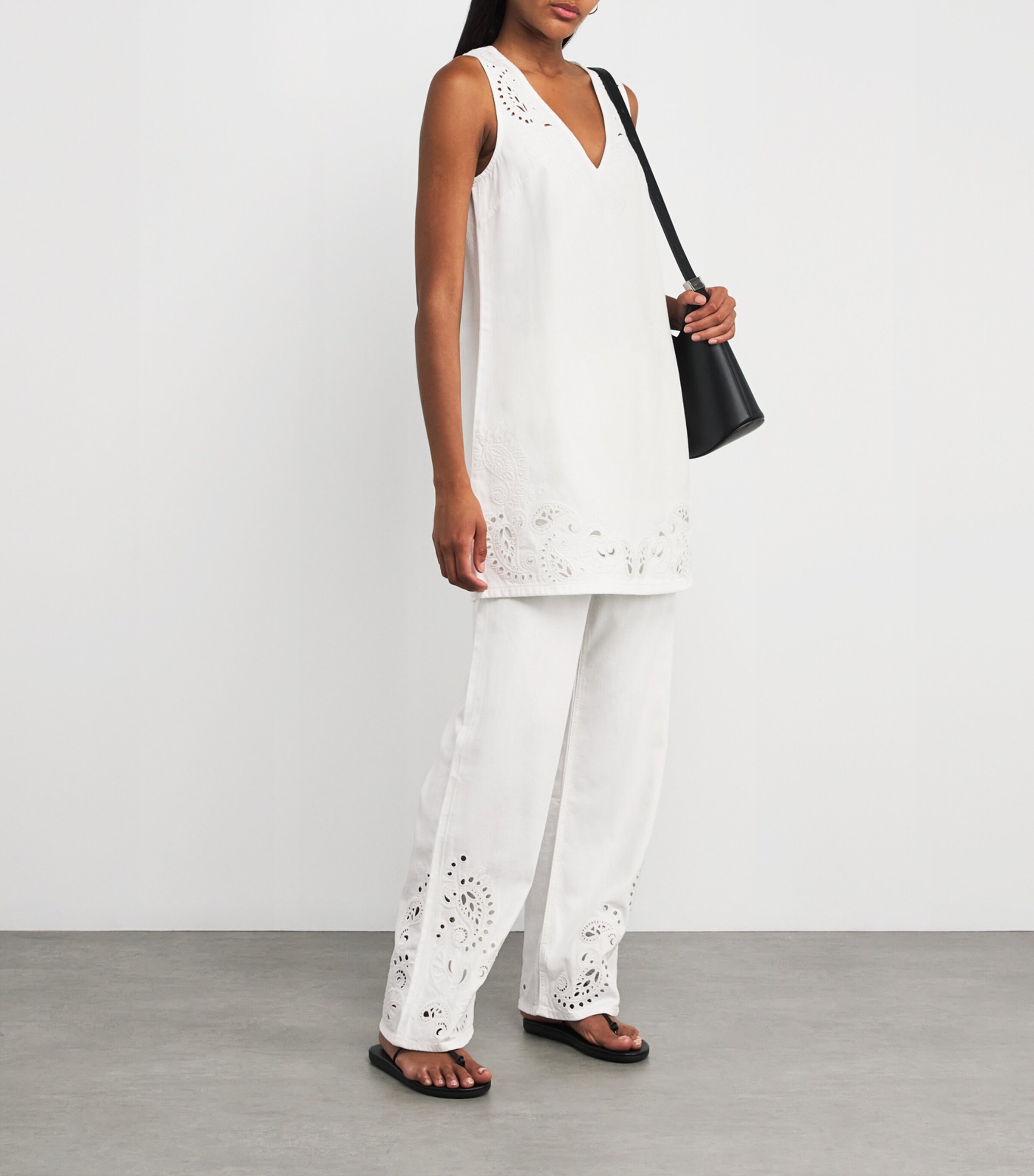 Ultra Featherweight Drawstring Phoebe Wide-Leg Jeans WHTEYELET Image 6