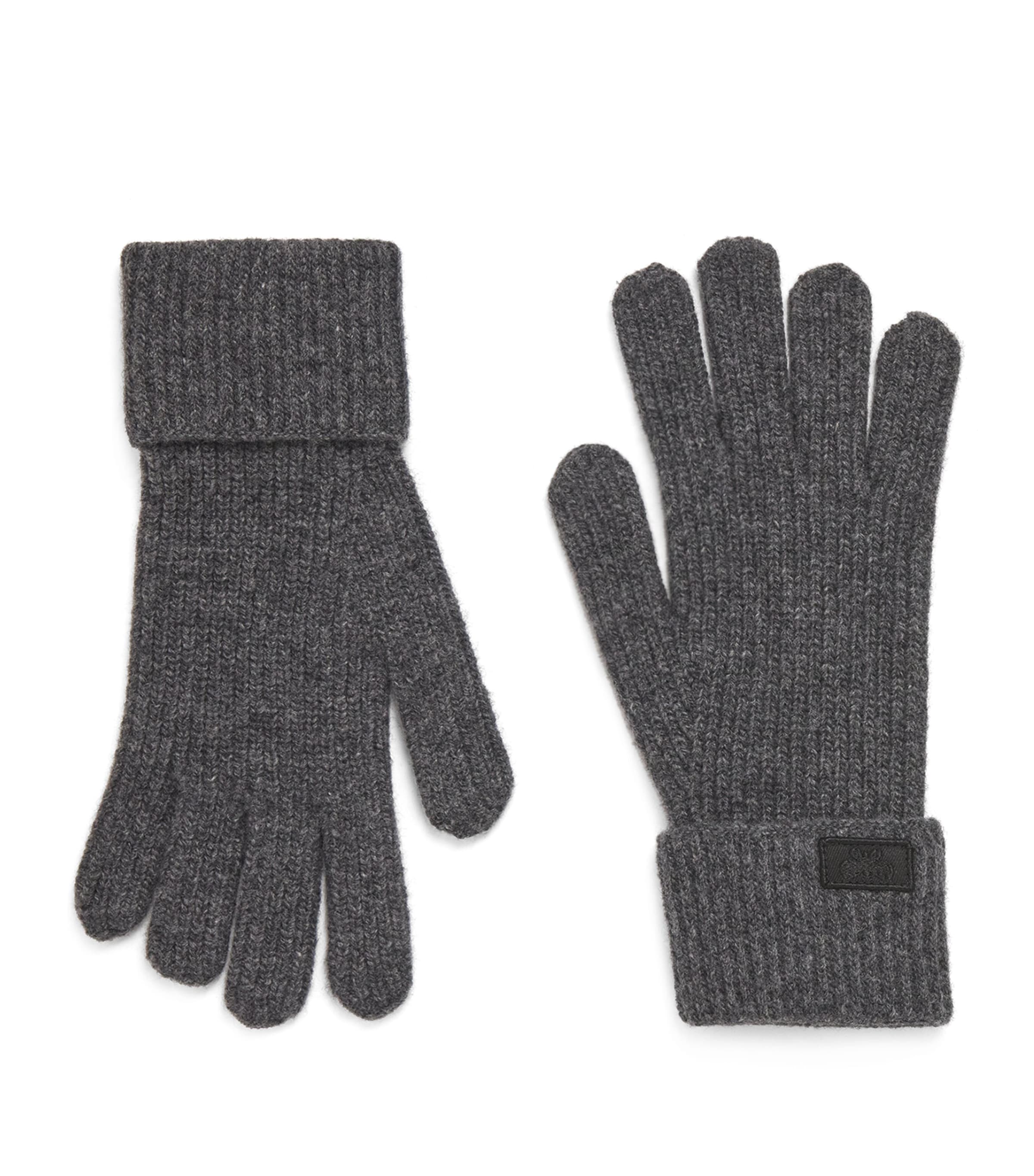 Weekend Max Mara Virgin Wool Logo Gloves In Gray