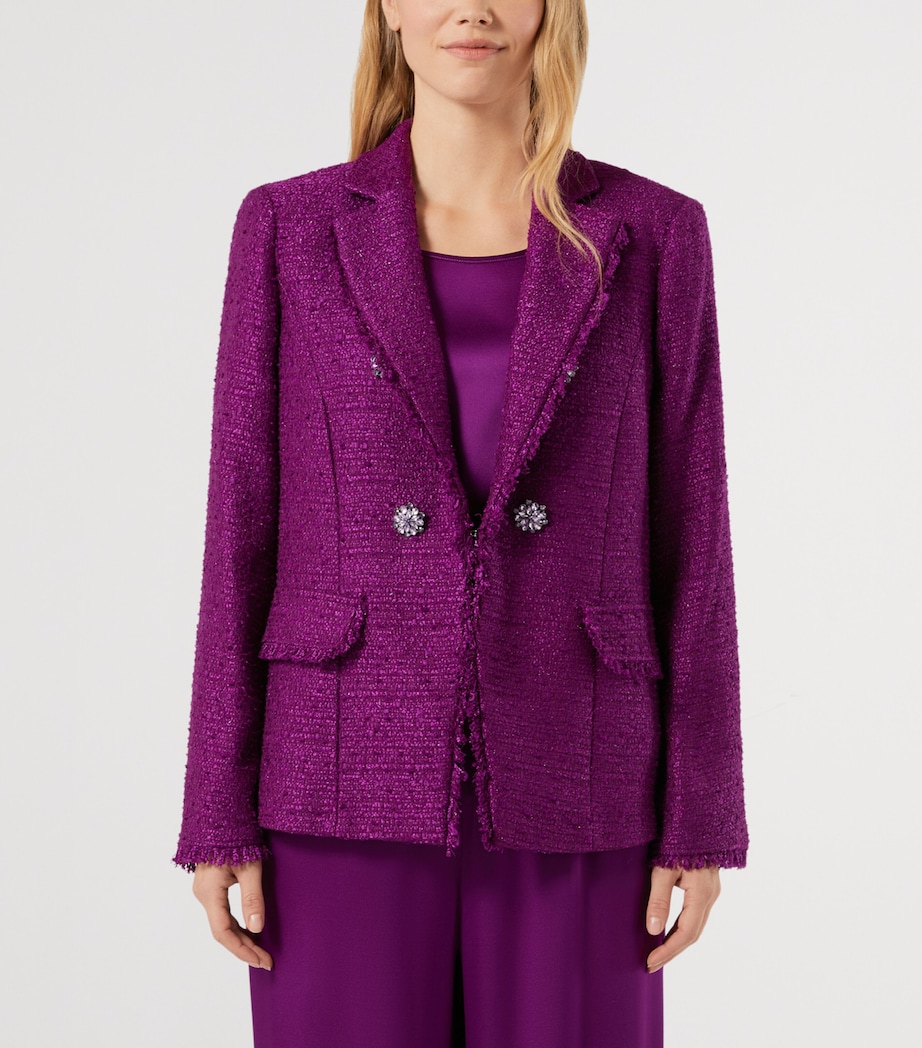 Marina Rinaldi Womens Tweed Double-Breasted Jacket Fuxia Viola Image 3