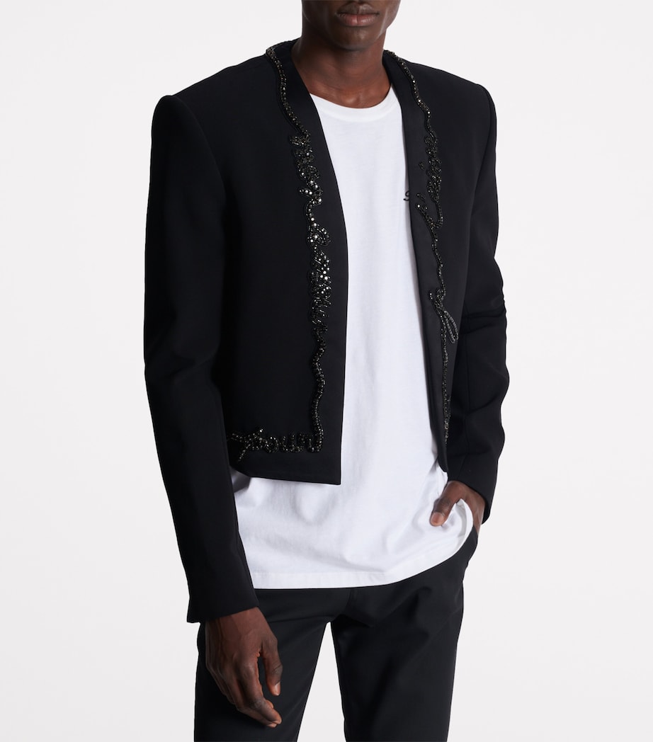 Crepe Embroidered Cropped Jacket 0PA NOIR Image 7