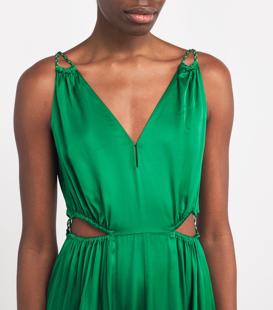 Satin-Effect Midi Dress GREEN Image 3