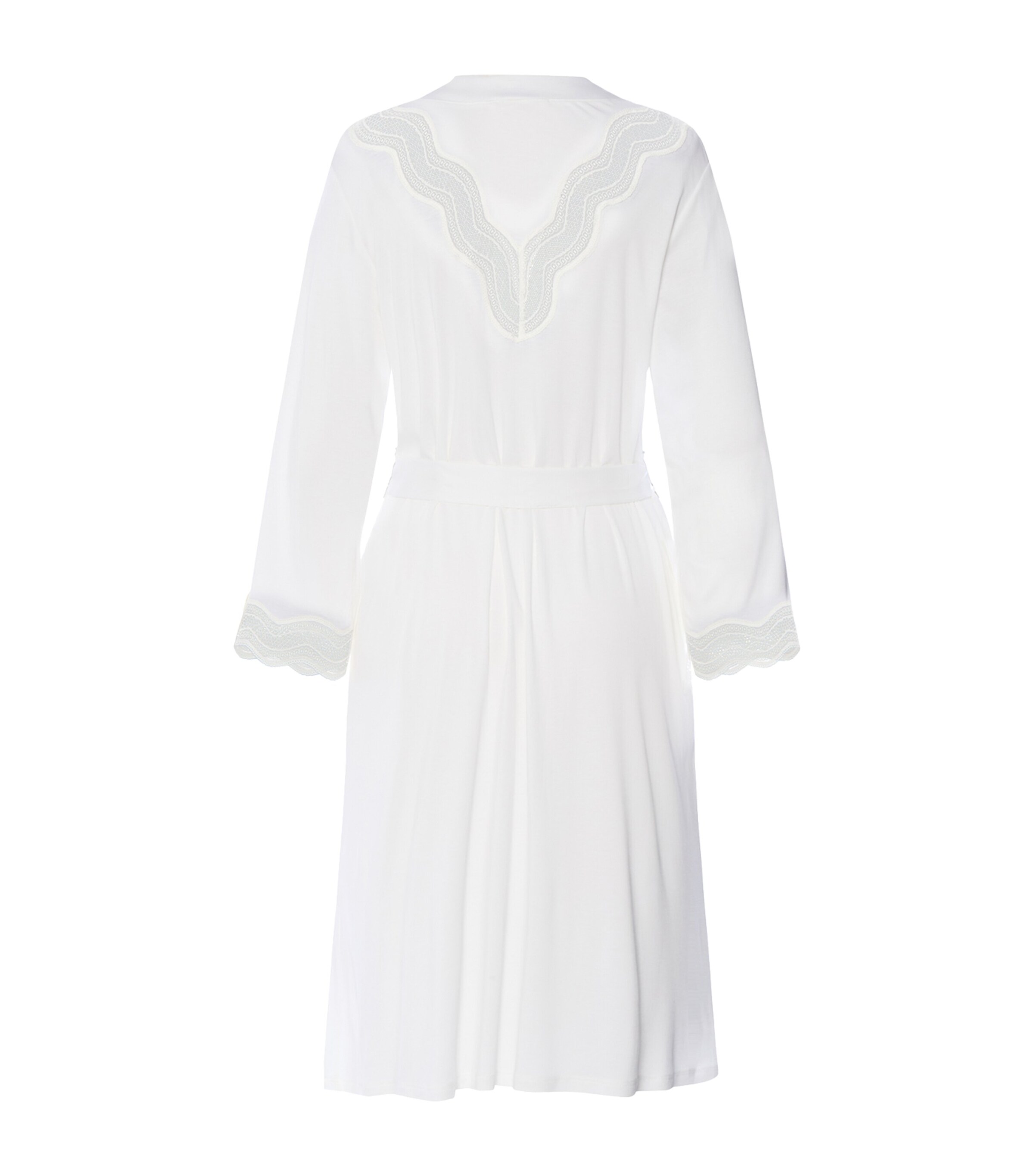 Hanro Womens Modal Lace-Trim Robe Off White Image 5