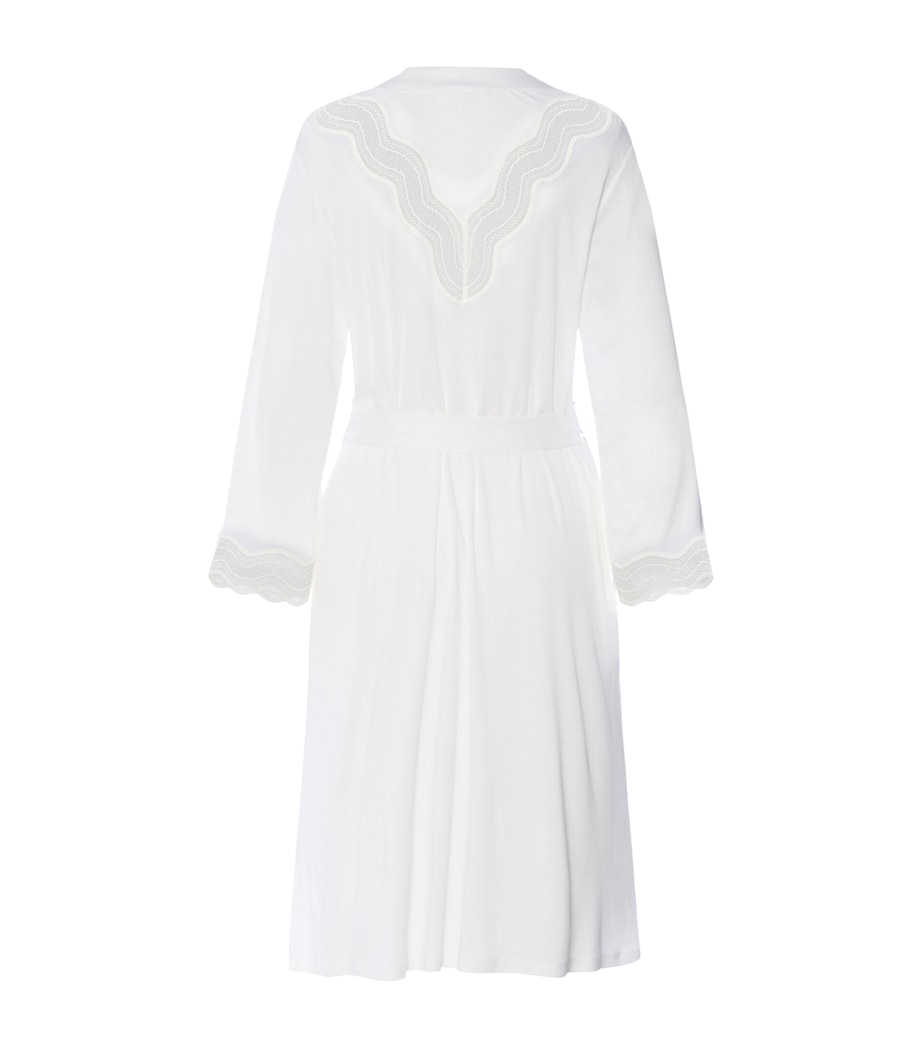 Hanro Womens Modal Lace-Trim Robe Off White Image 5