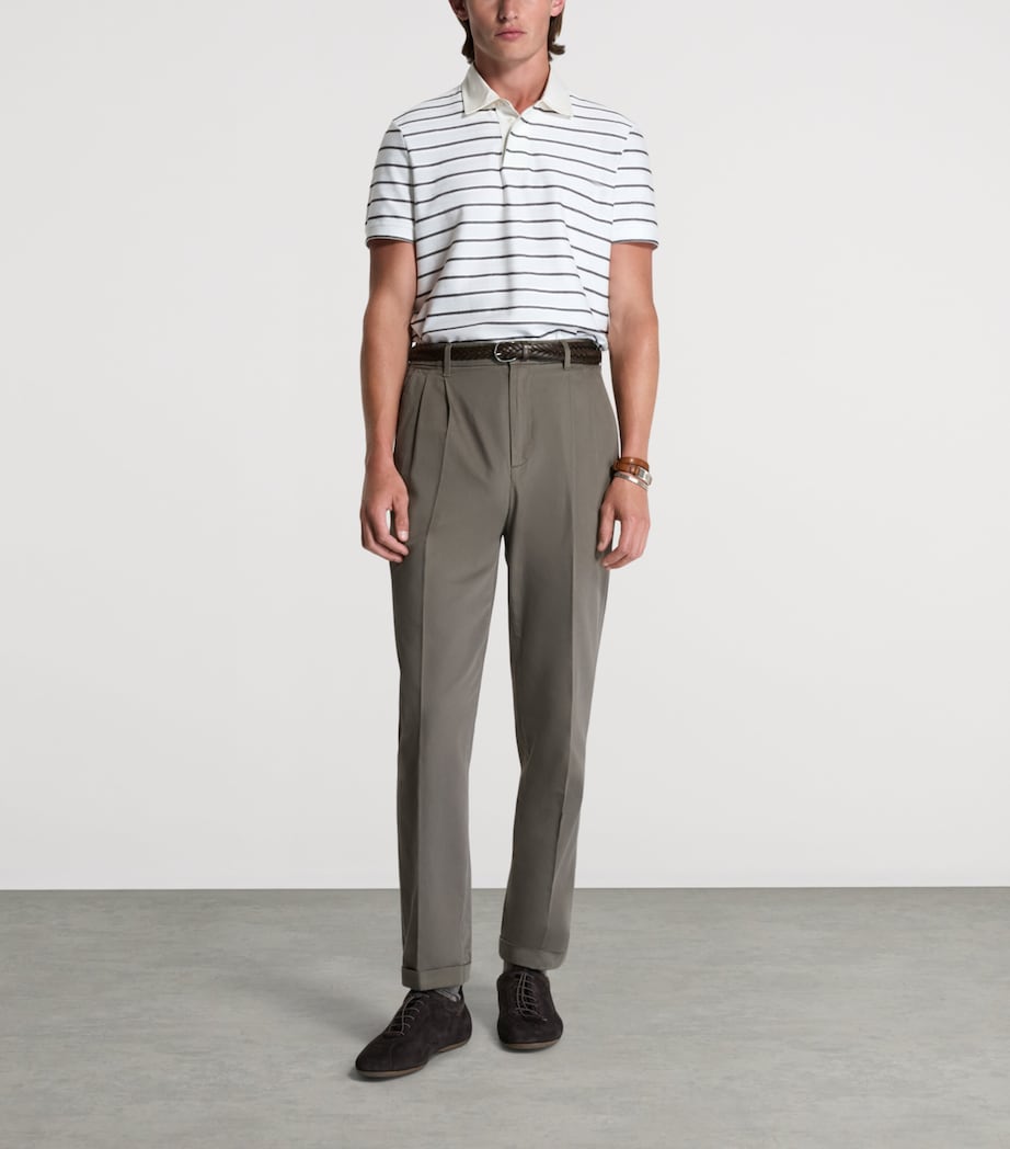 Dunhill Mens Stripe Polo Shirt Brown Image 2