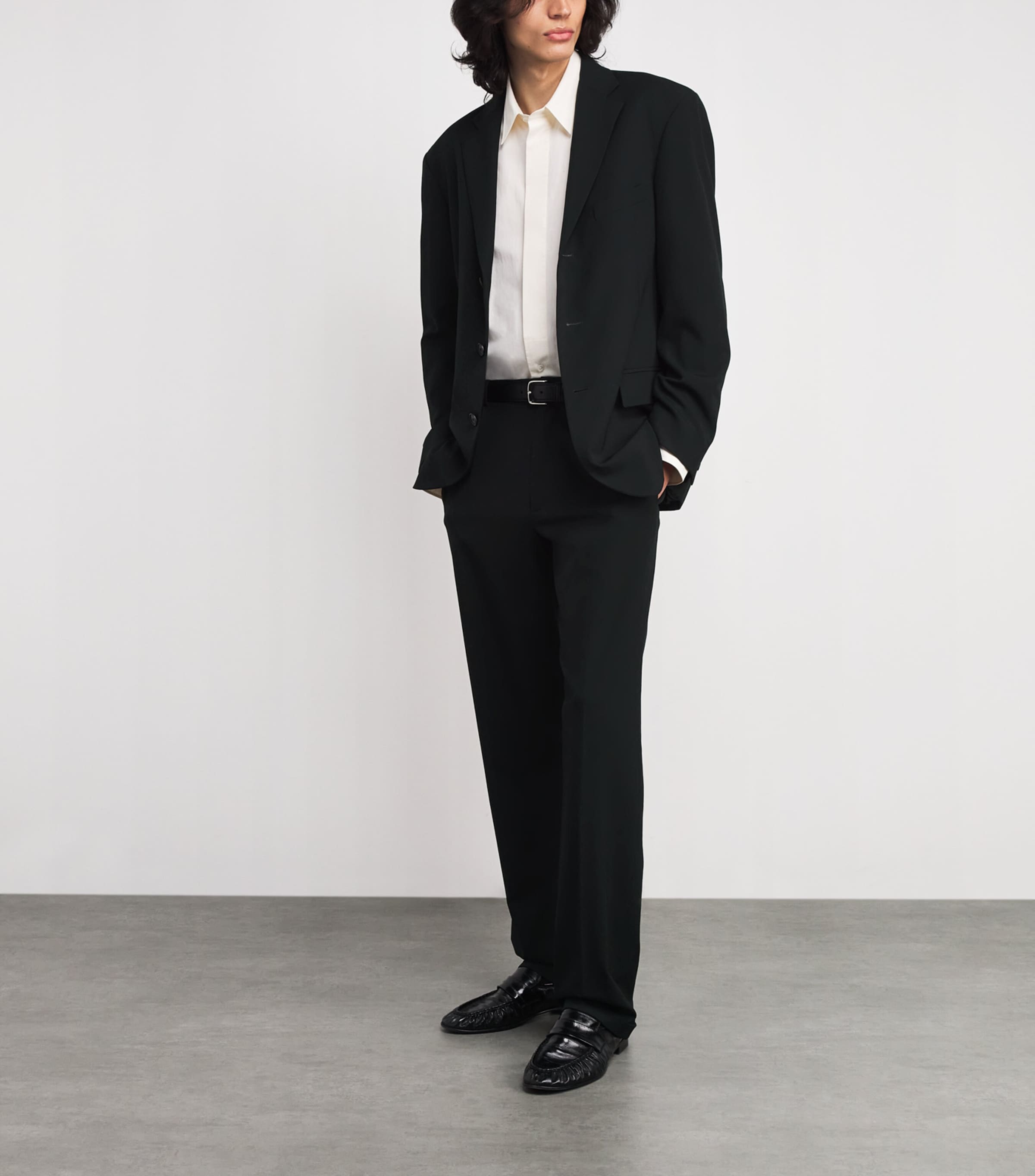 The Row Mens Tosca Wool Trousers Black Image 2