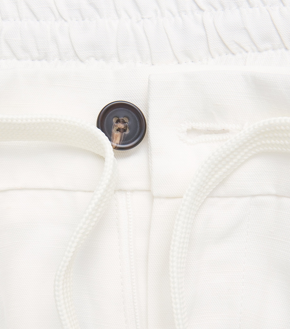 Eleventy Mens Linen Drawstring Bermuda Shorts Bianco Image 6
