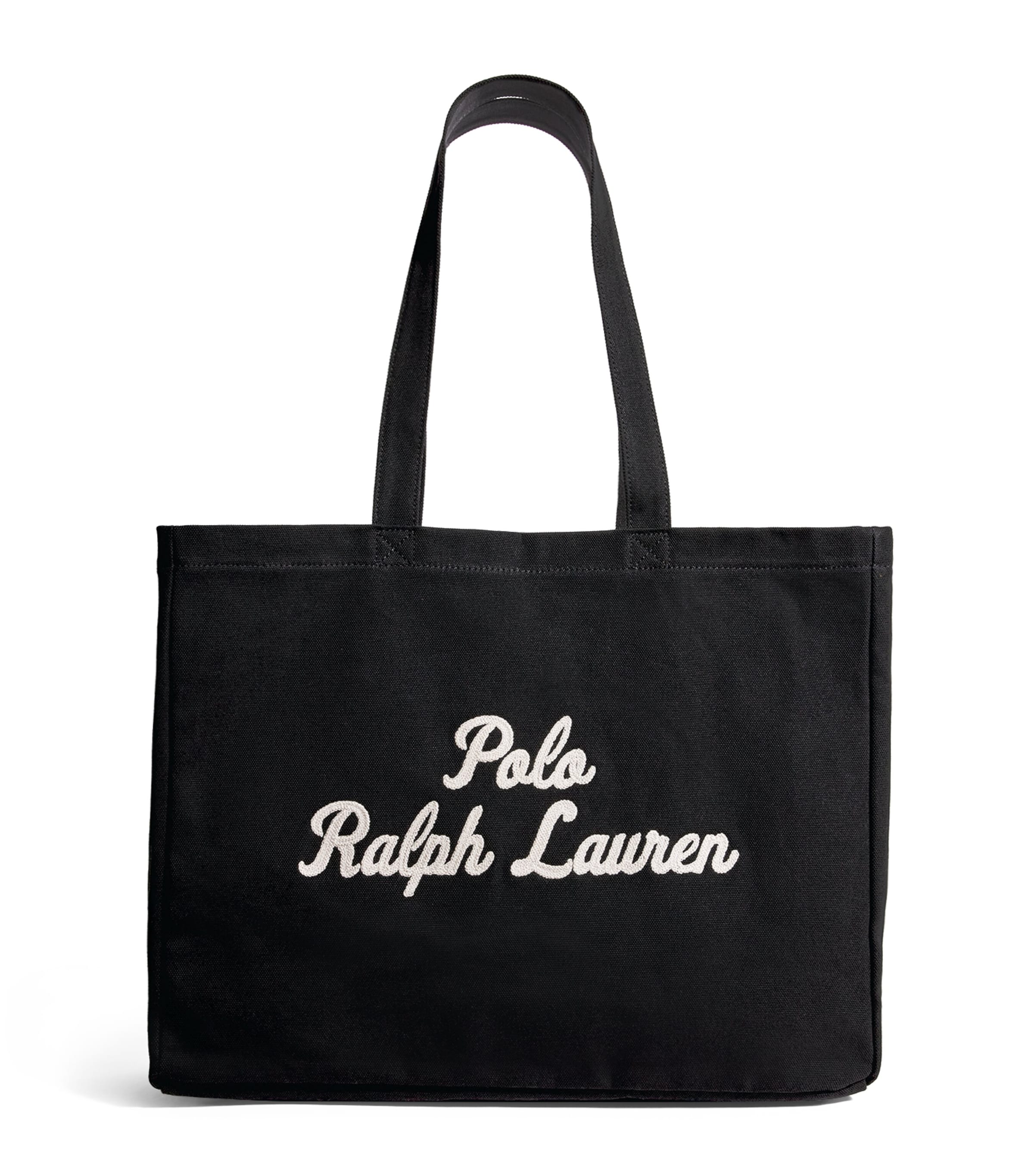 Polo Ralph Lauren Cotton Logo Tote Bag In Black
