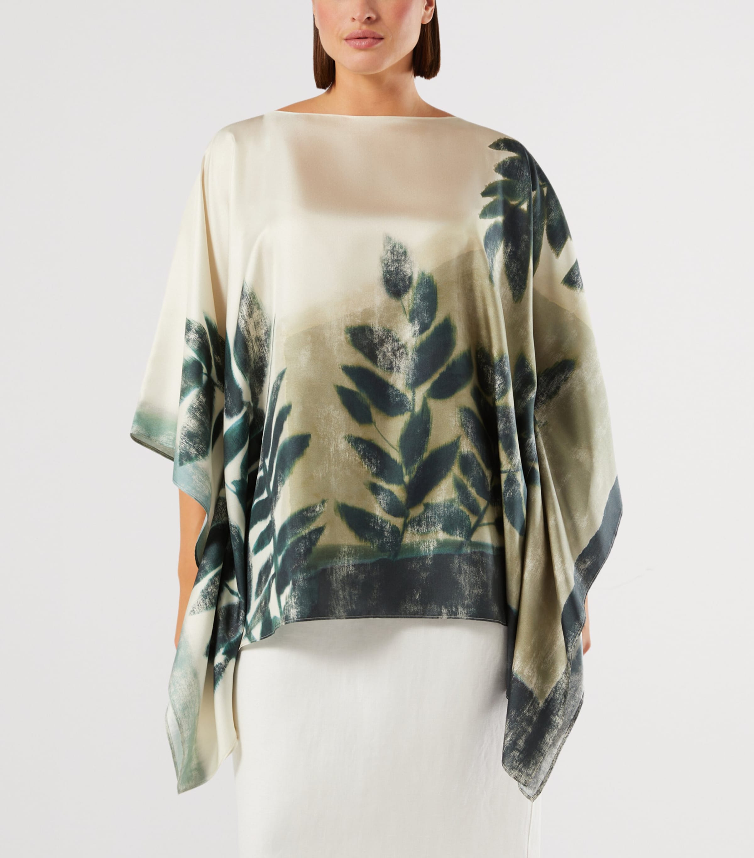 Marina Rinaldi Womens Silk Twill Tunic Top Olive Green Image 3