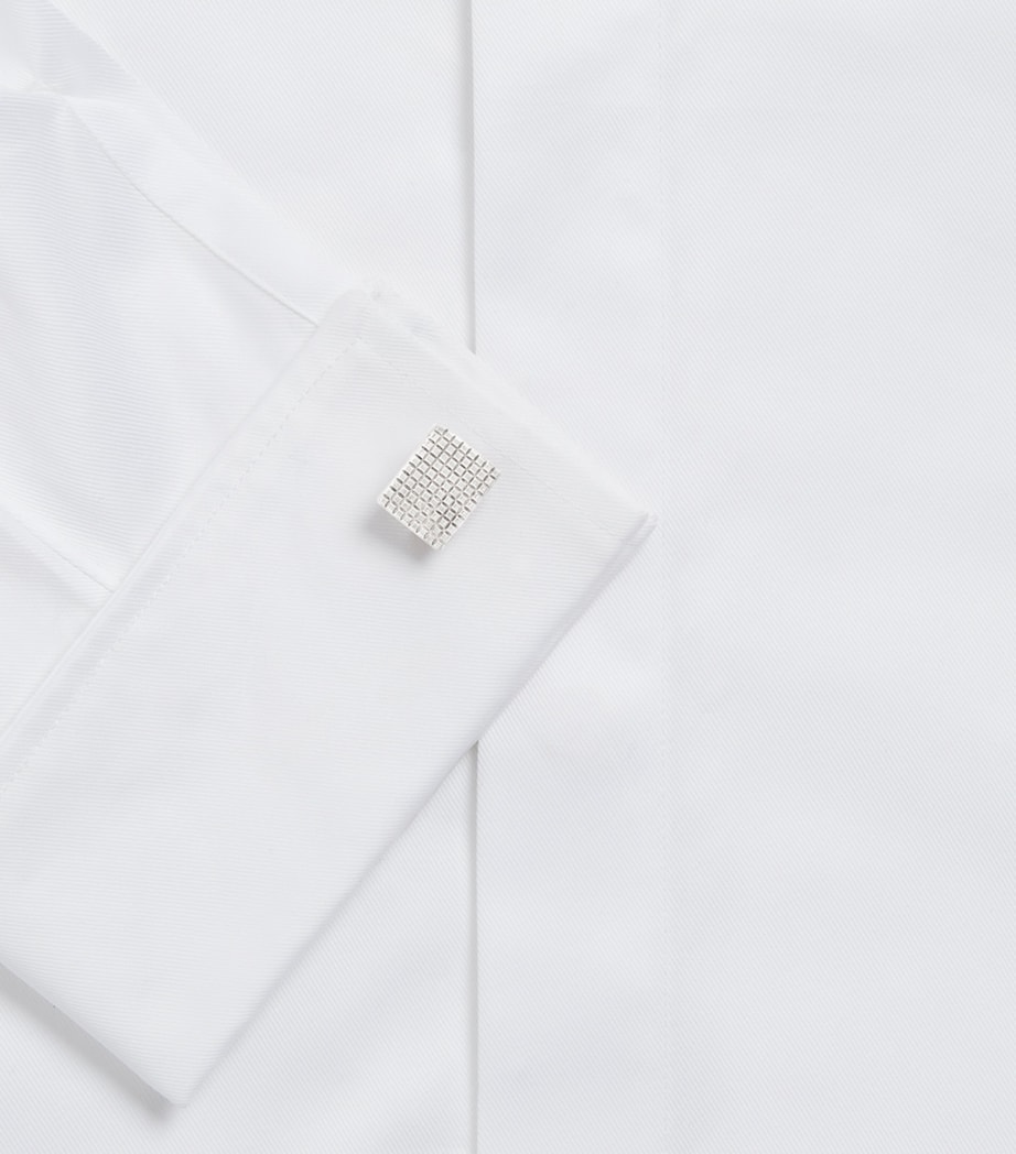 Silver Hobnail and Reed Tile Cufflinks 040SILVER Image 3