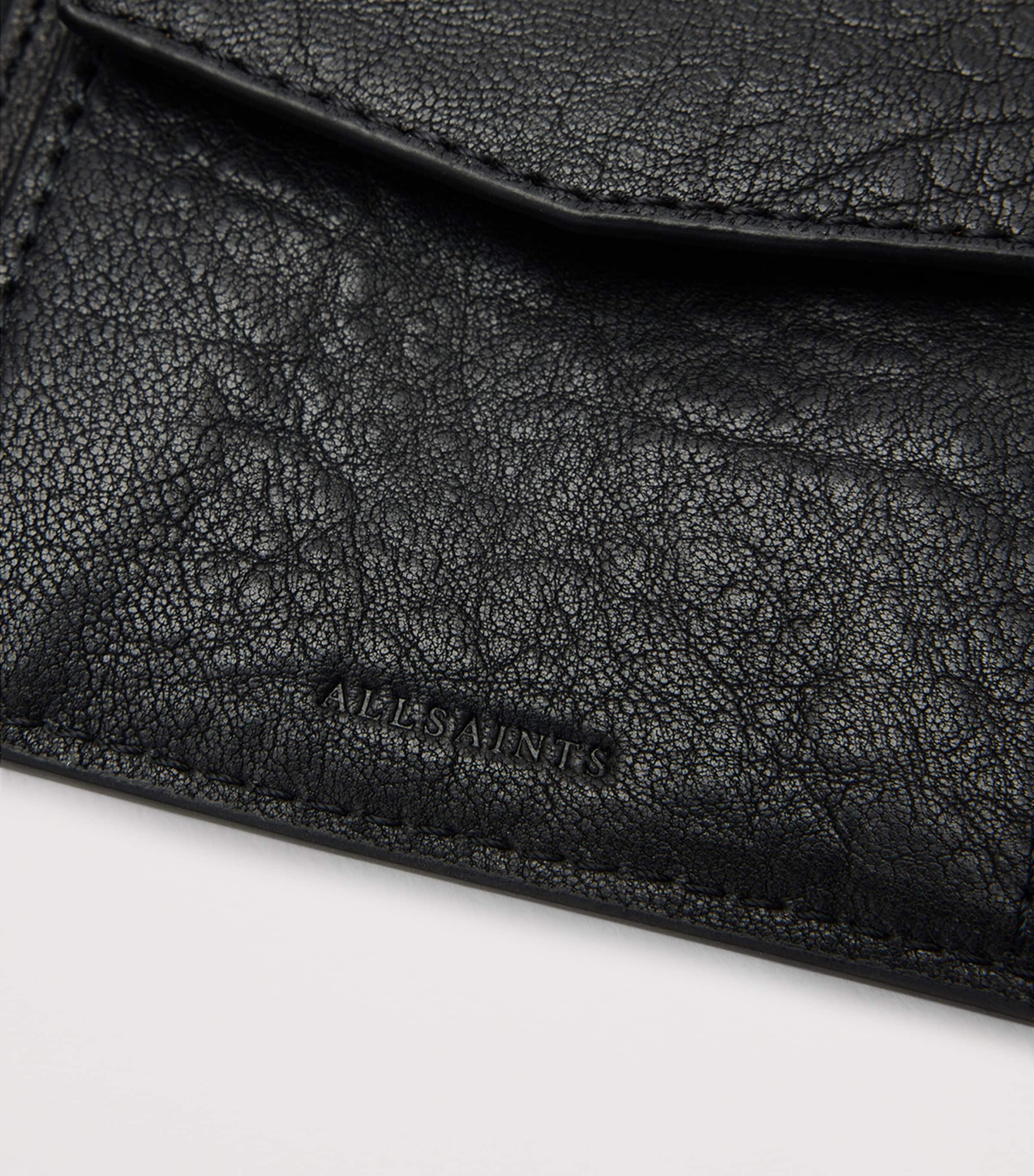 AllSaints Grained Leather Delph Bifold Wallet Black Image 4