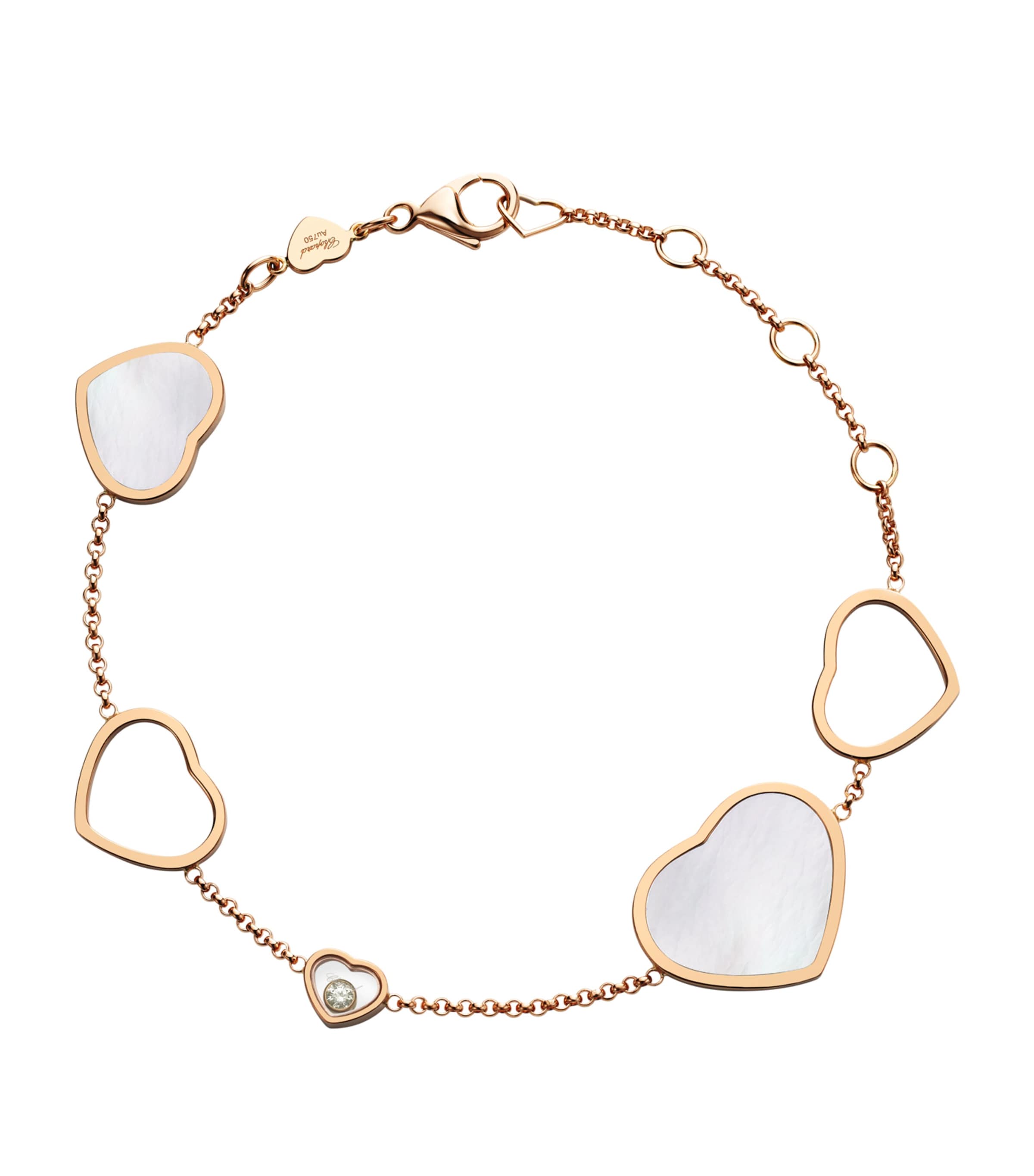 Rose Gold and Diamond Happy Hearts Bracelet 18K ROSE GOLD Image 1