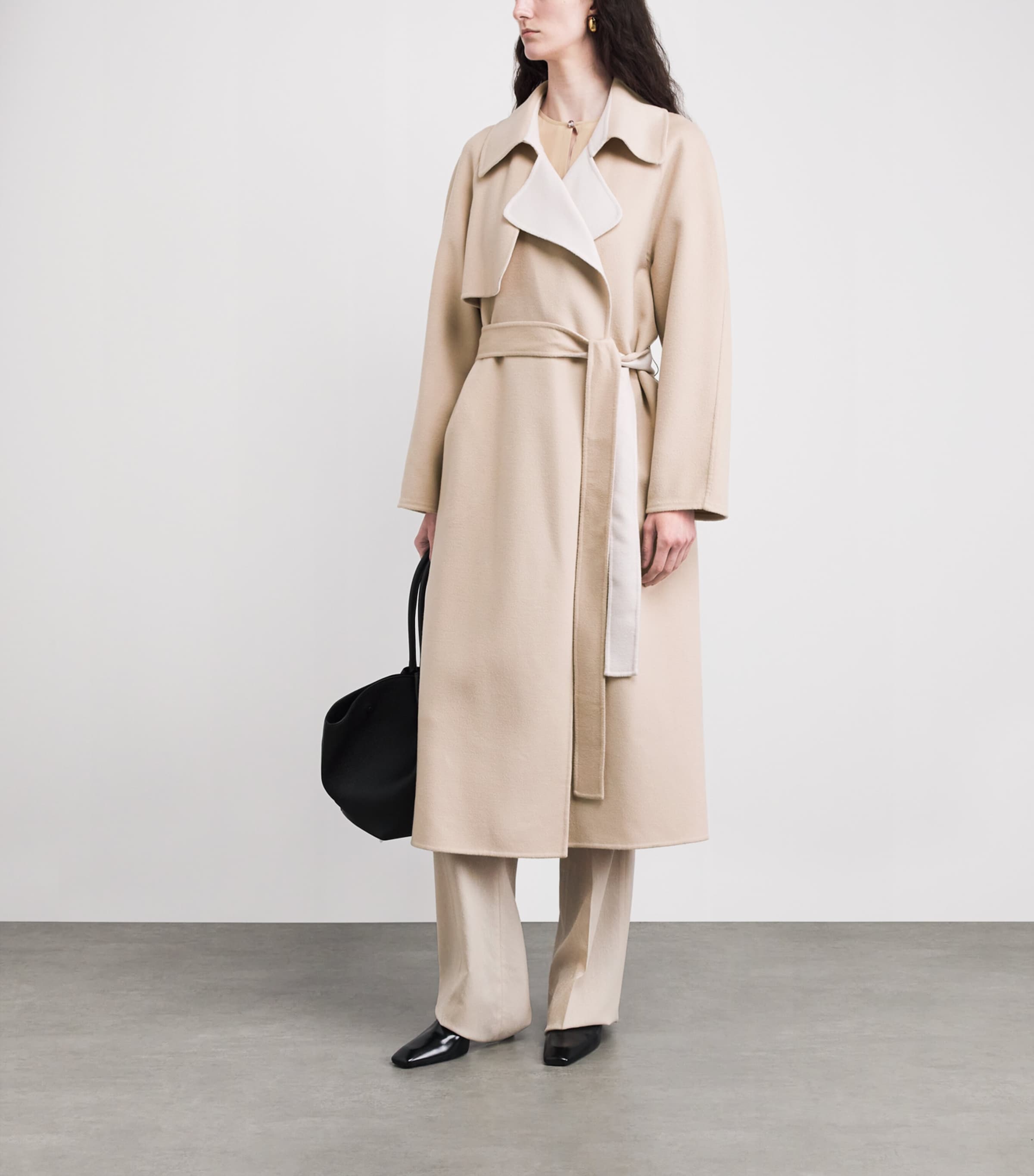 Fabiana Filippi Womens Virgin Wool Trench Coat Kasha Image 3