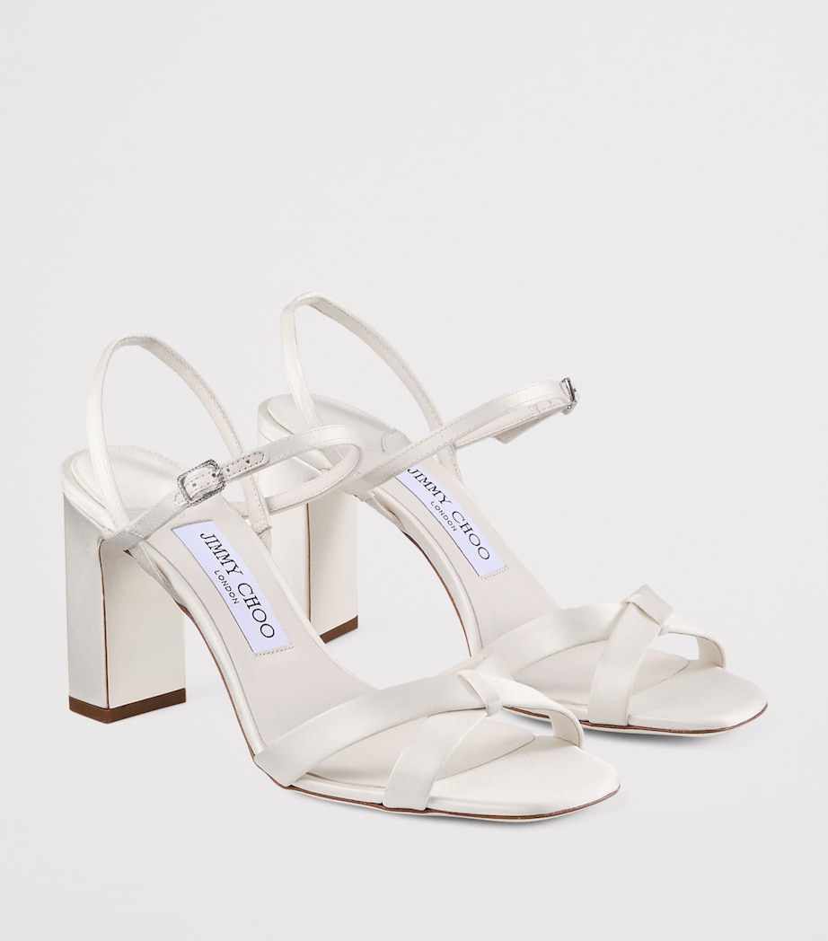 Jimmy Choo Elsy 85 Satin Heeled Sandals Ivory Image 3