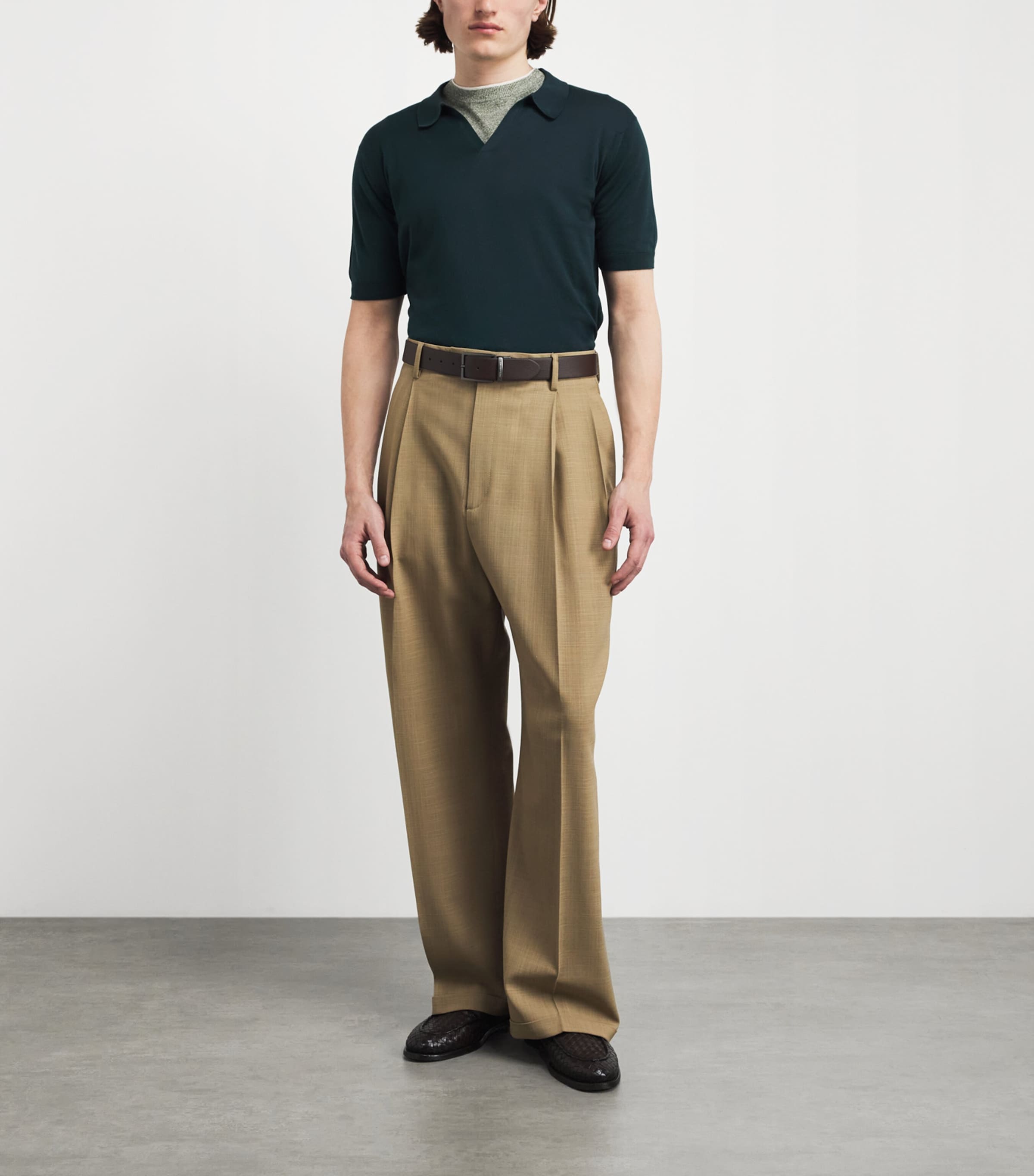 John Smedley Mens Sea Island Cotton Noah Polo Shirt Rainforest Image 2