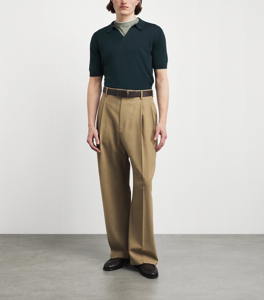 John Smedley Mens Sea Island Cotton Noah Polo Shirt Rainforest Image 2