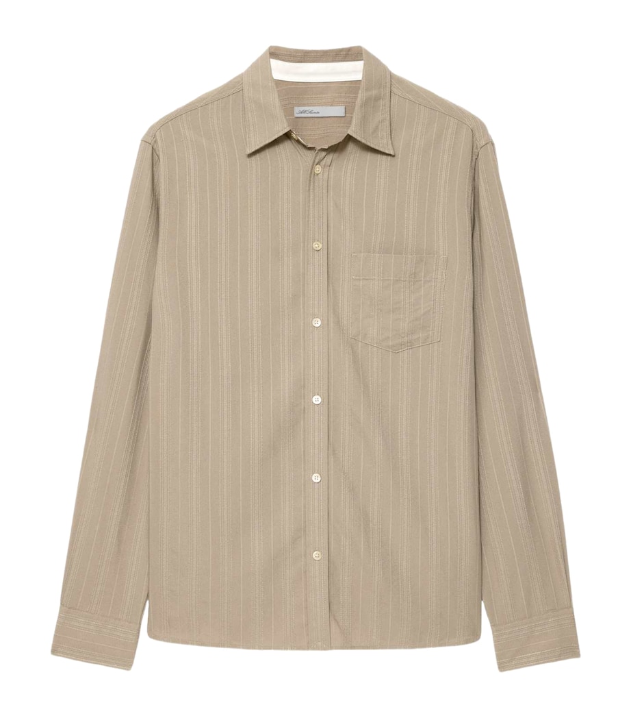 AllSaints Mens Stripe Duke Shirt Mortar Brown Image 1