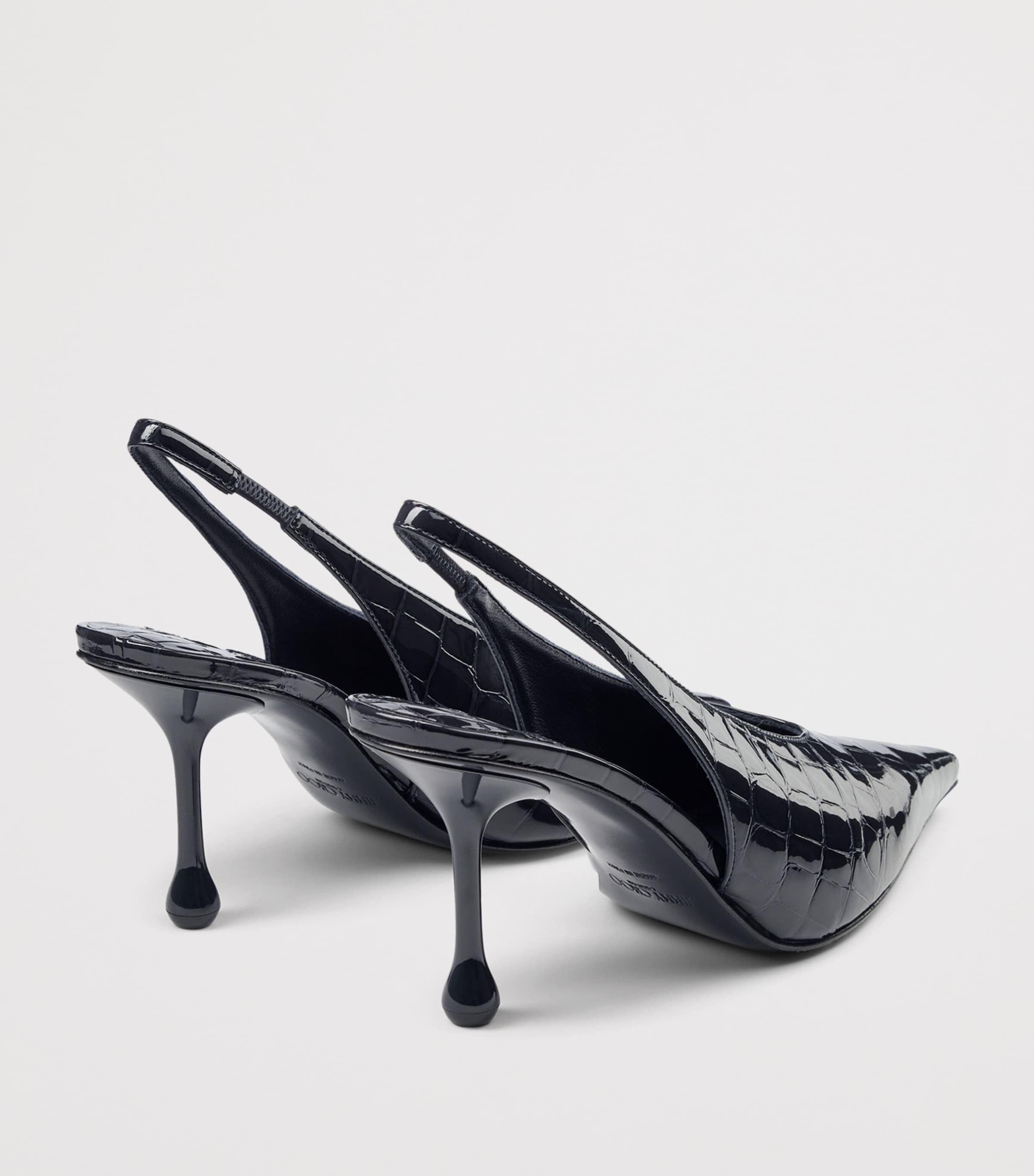 Jimmy Choo Isa 80 Croc-Embossed Leather Slingback Pumps Marine Image 3