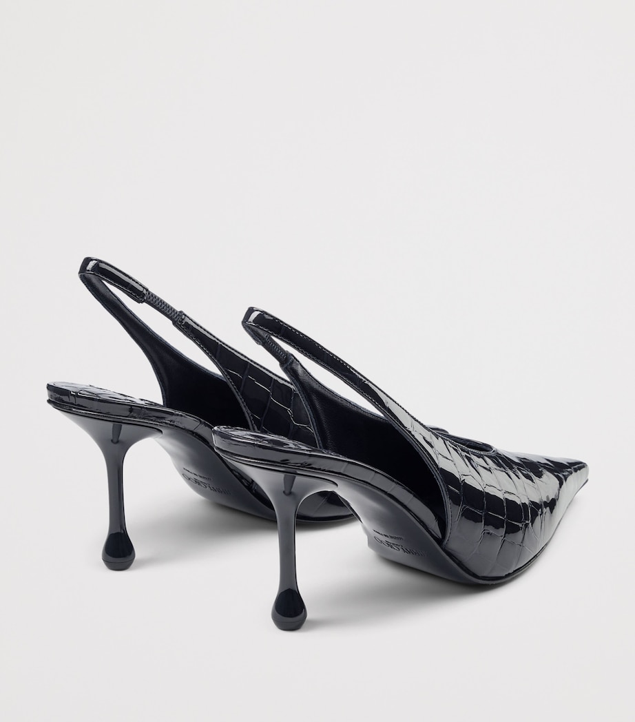 Jimmy Choo Isa 80 Croc-Embossed Leather Slingback Pumps Marine Image 3