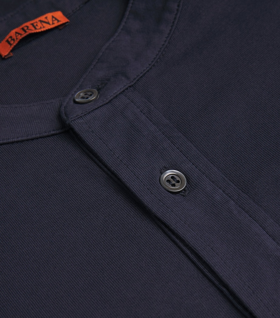 Cotton Jersey Henley Top 170 NAVY Image 5